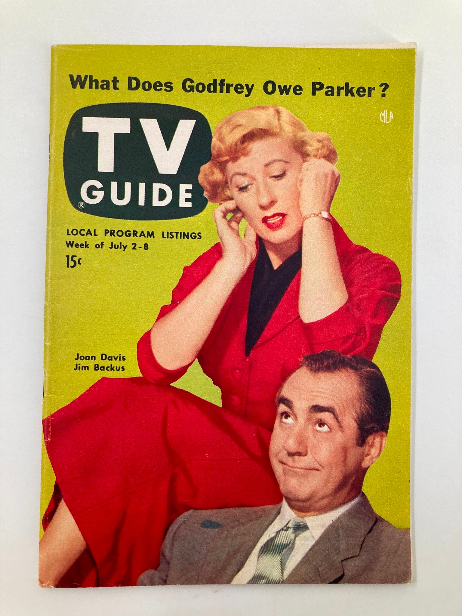 TV Guide Magazine July 2 1954 Joan Davis and Jim No Label Pittsburgh-Youngstown