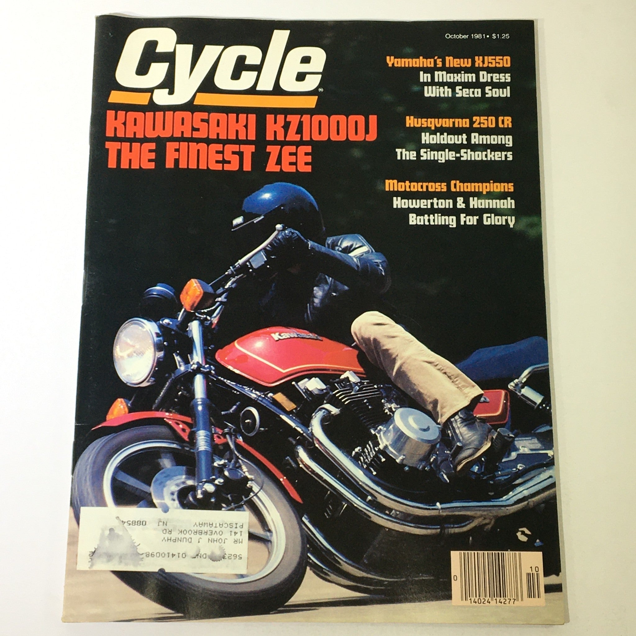 VTG Cycle Magazine October 1981 - Kawasaki KZ1000J / Yamaha XJ550 / Husqvarna CR