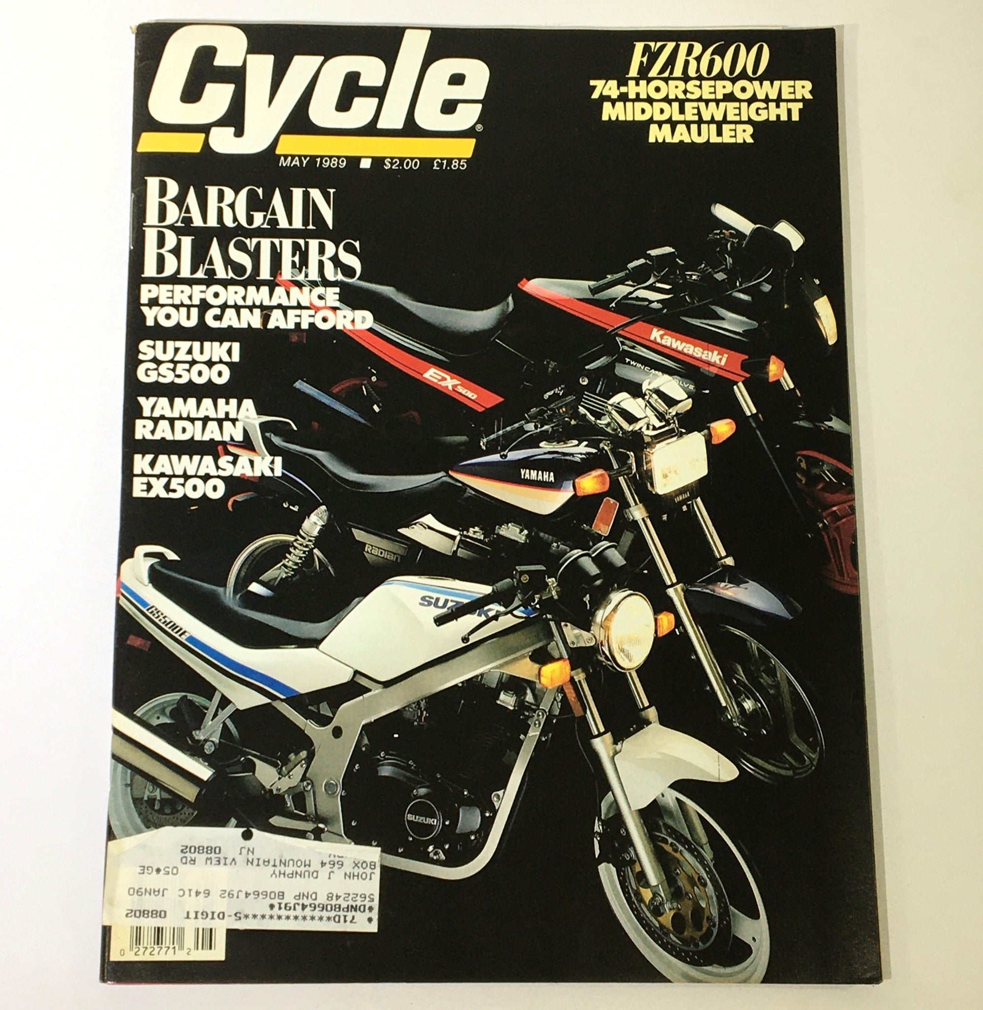 VTG Cycle Magazine May 1989 - Suzuki GS500 / Yamaha Radian / Kawasaki EX500