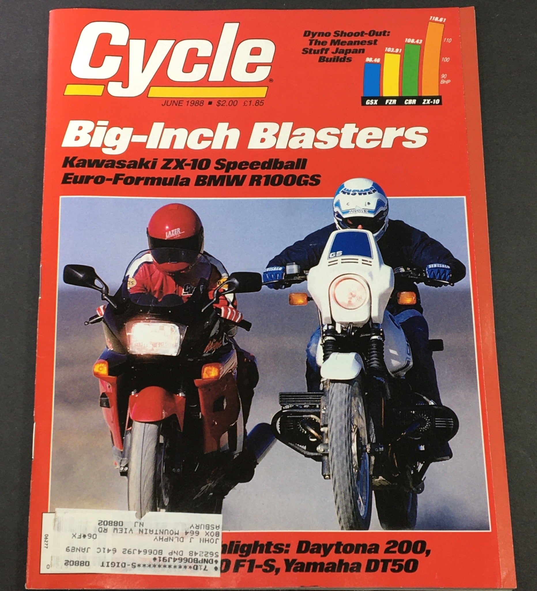 VTG Cycle Magazine June 1988 - Kawasaki ZX-10 Speedball / BMW R100GS