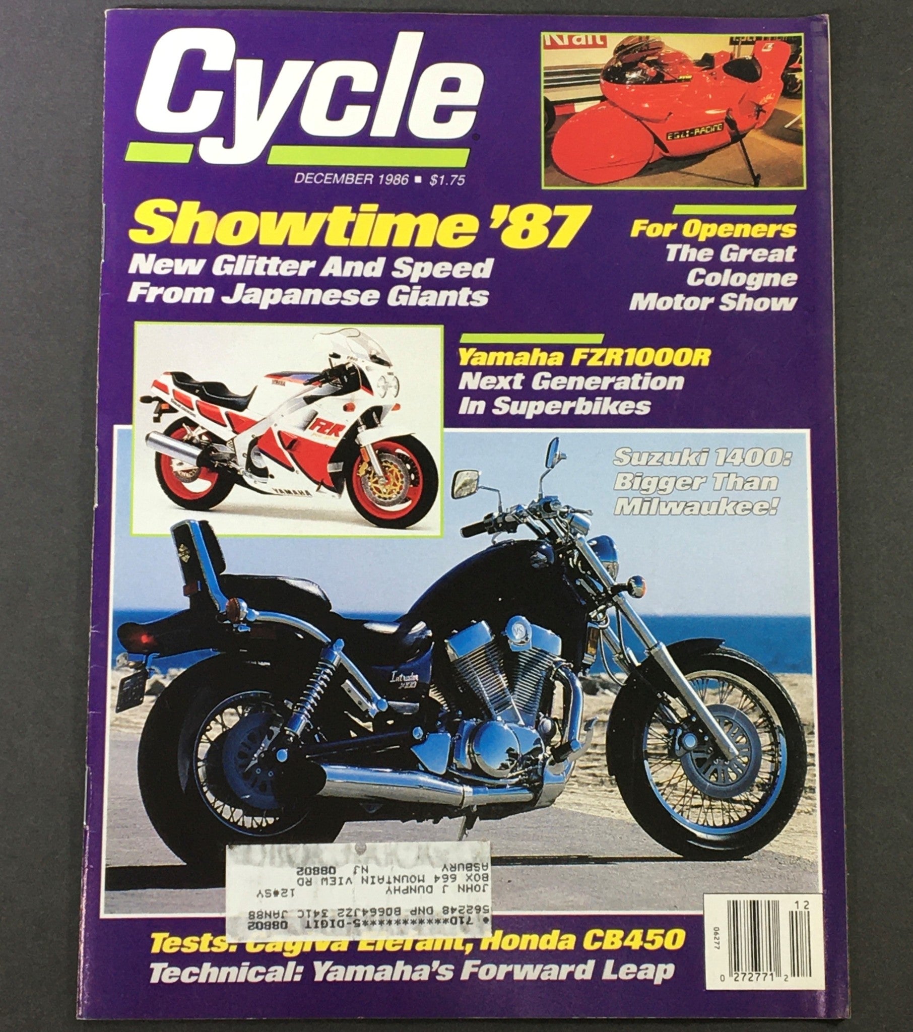 VTG Cycle Magazine December 1986 - Yamaha FZR1000R / Suzuki 1400 / Honda CB450