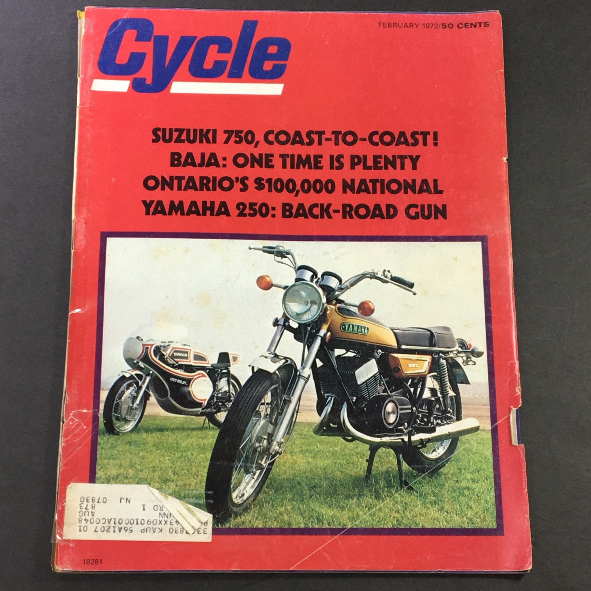 VTG Cycle Magazine February 1972 - Suzuki 750 / Baja / Yamaha 250 Back-Road Gun