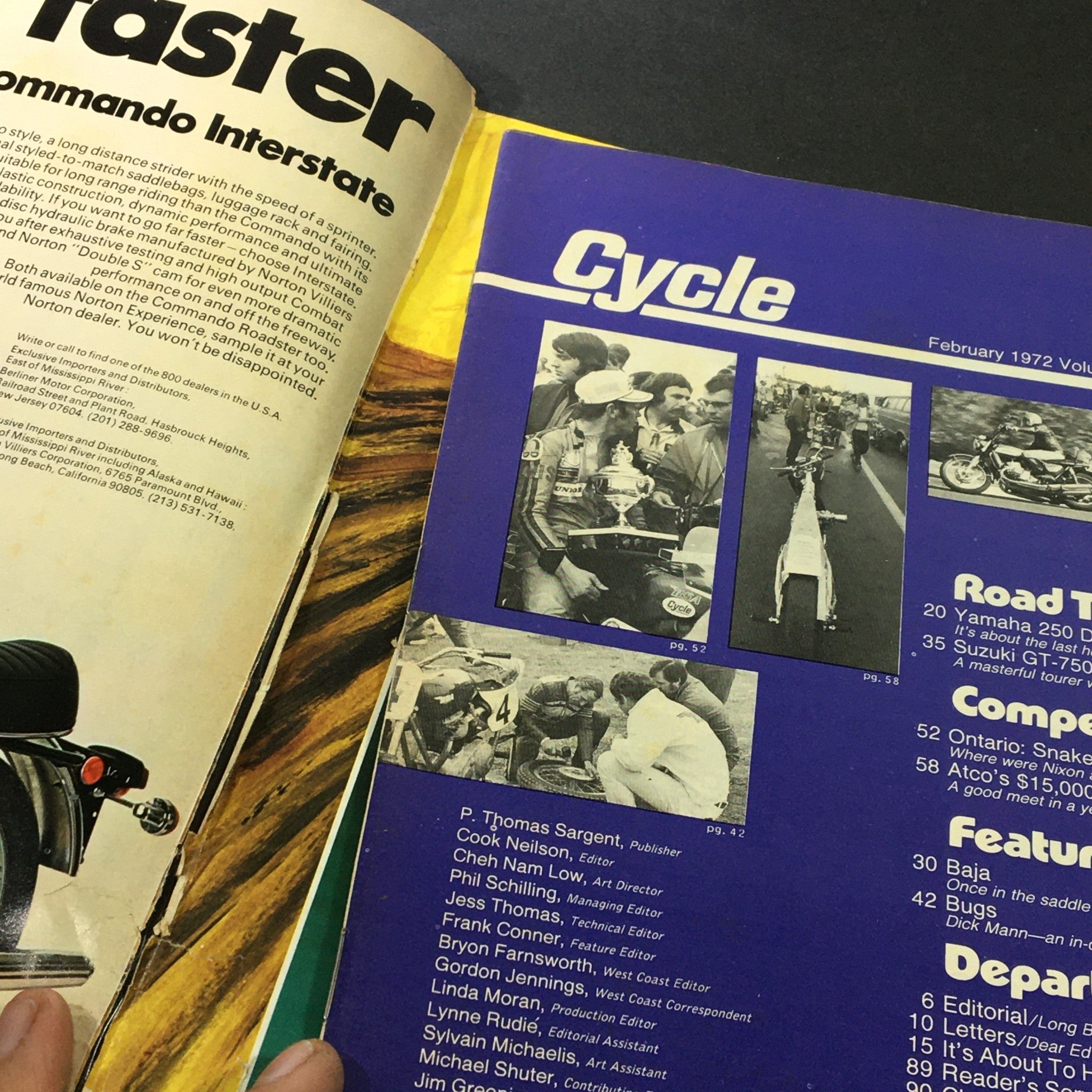 VTG Cycle Magazine February 1972 - Suzuki 750 / Baja / Yamaha 250 Back-Road Gun