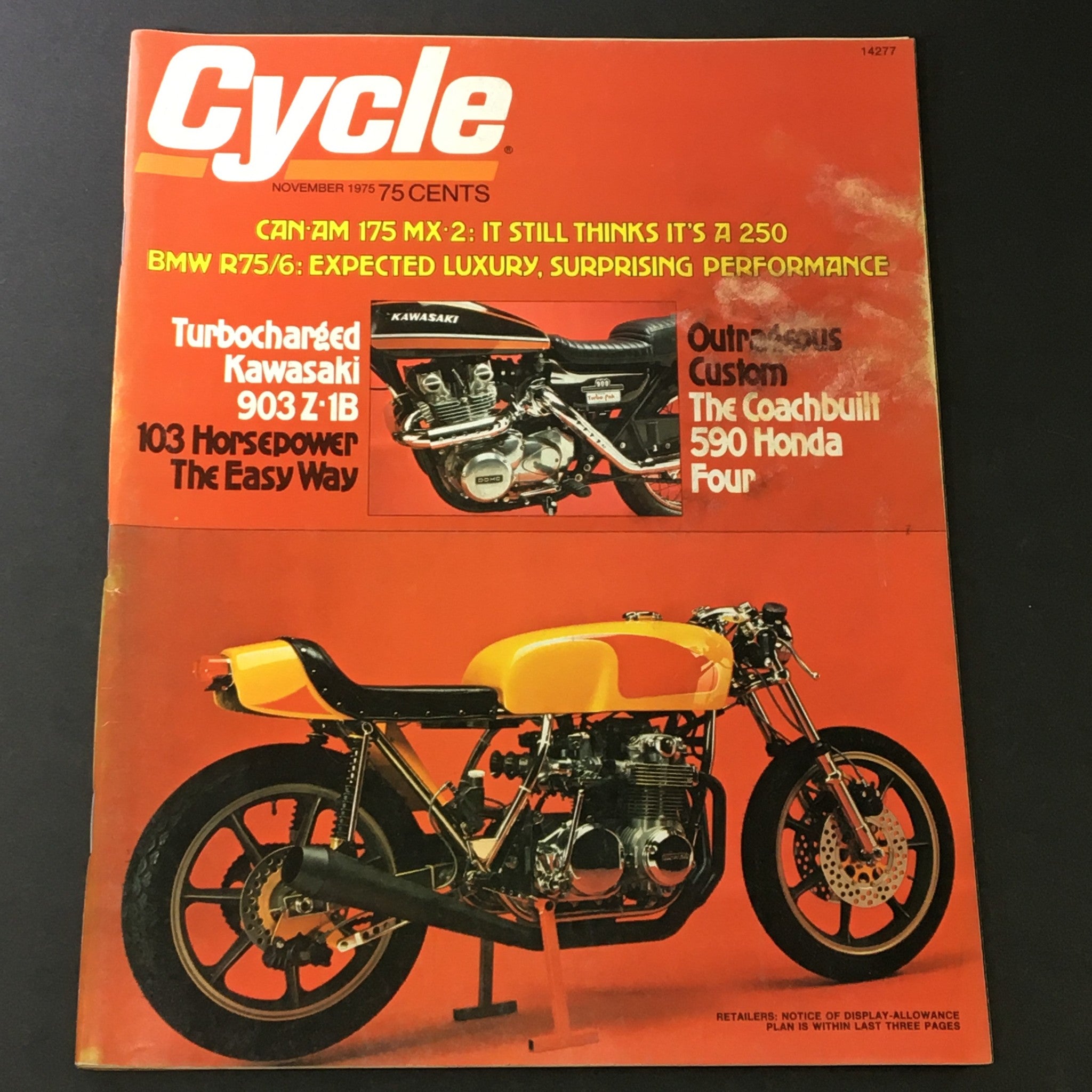 VTG Cycle Magazine November 1975 - Can-Am 175 MX-2 / BMW R75/6 / Kawasaki 903Z1B