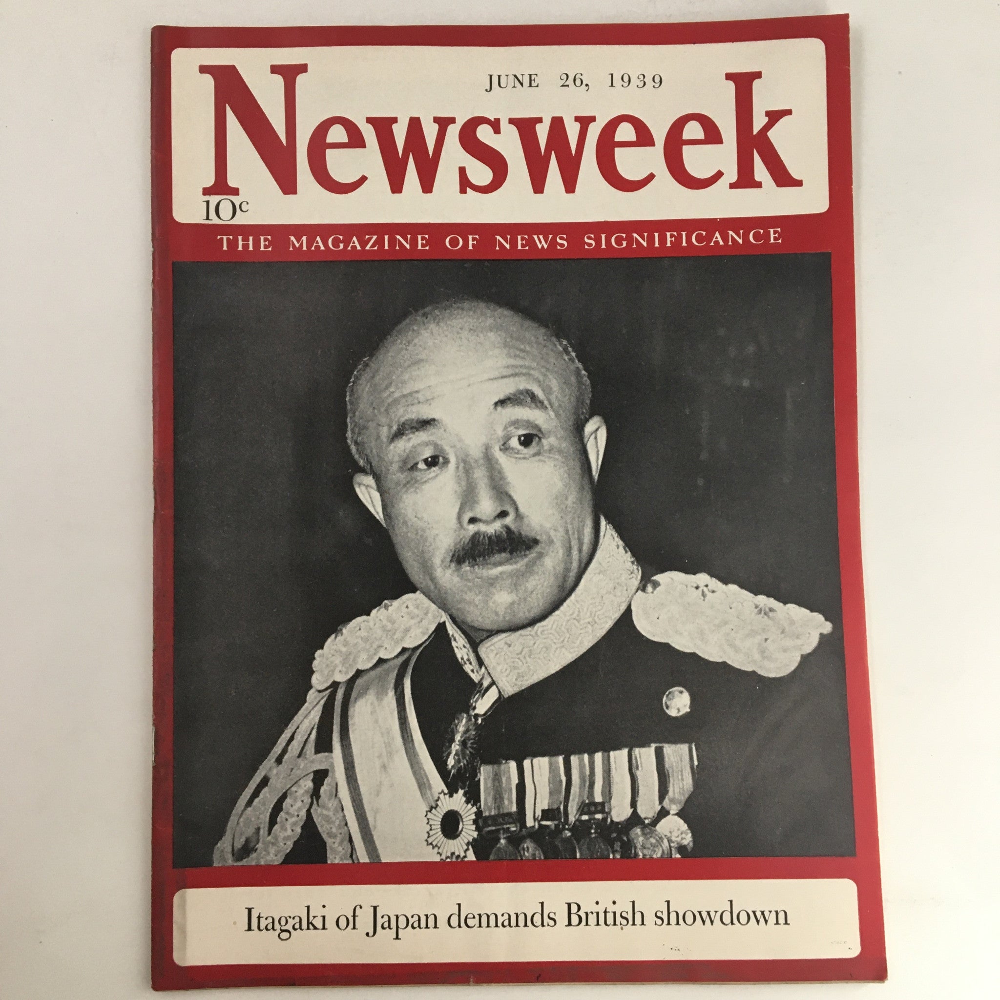 Newsweek Magazine June 26 1939 General Seishirō Itagaki of Japan No Label