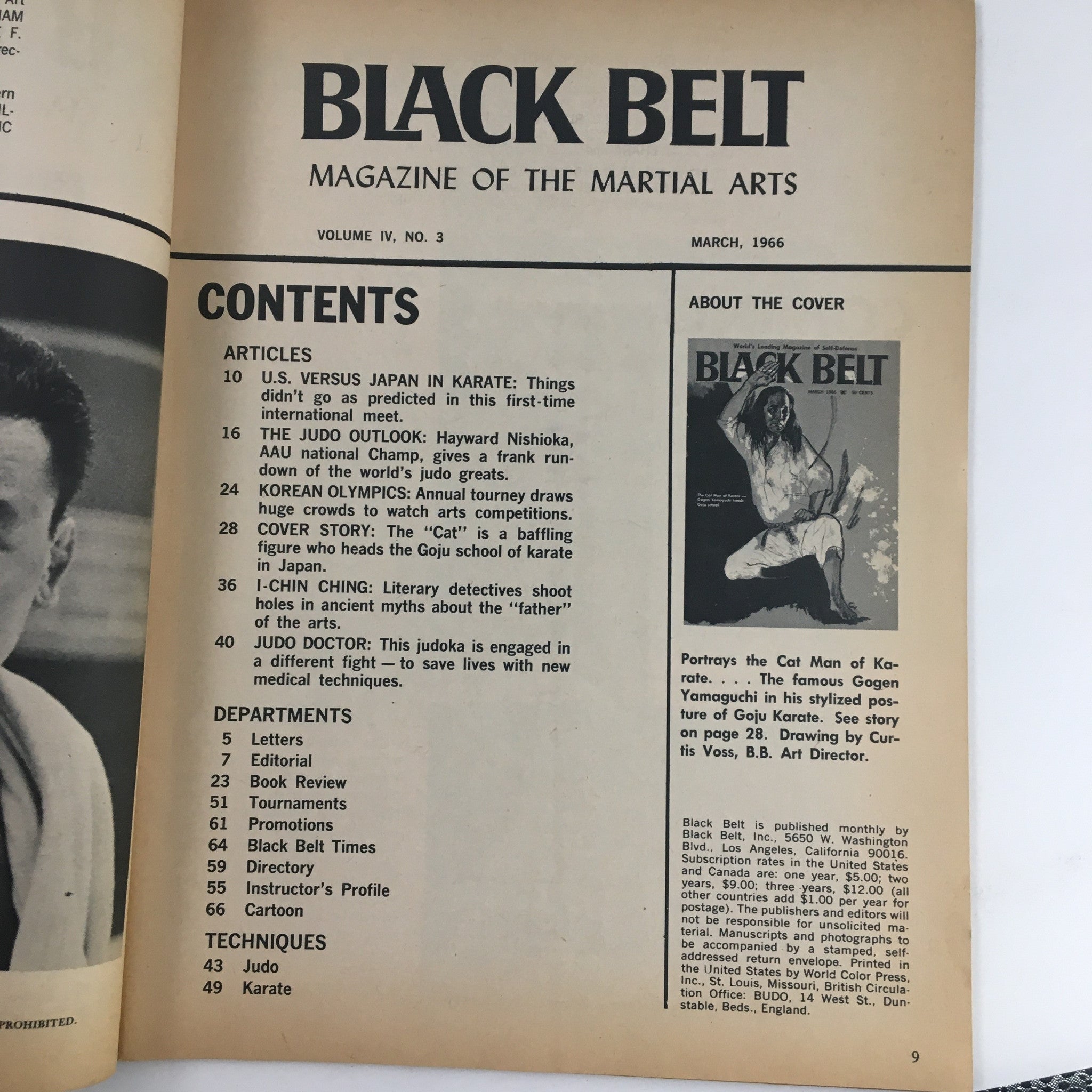 Black Belt Magazine March 1966 Gogen Yamaguchi The Cat Man of Karate No Label