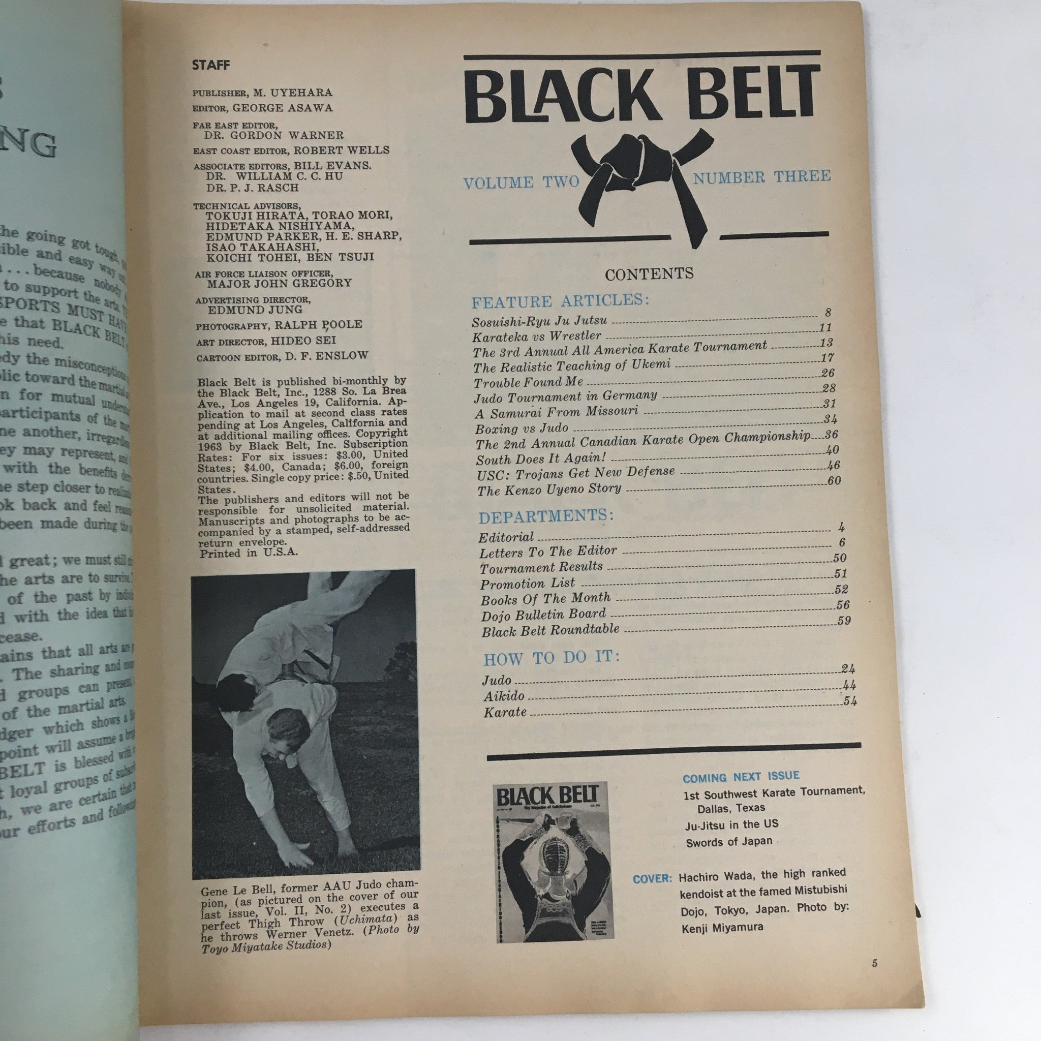 Black Belt Magazine May 1964 Vol. 2 No. 3 Hachiro Wada Judo vs Boxing No Label