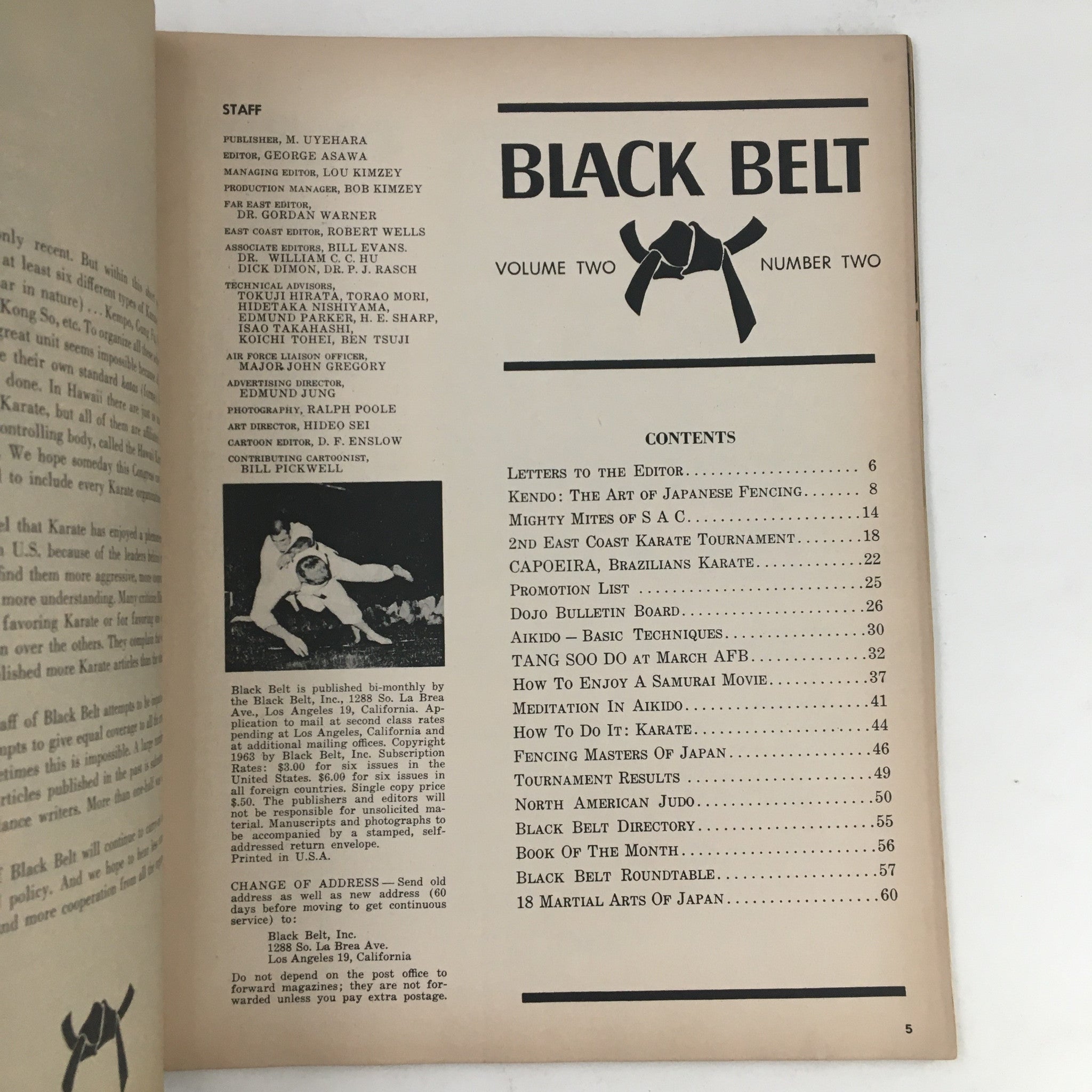 Black Belt Magazine March 1964 Vol. 2 No. 2 Gene LeBell Aikido & Judo No Label