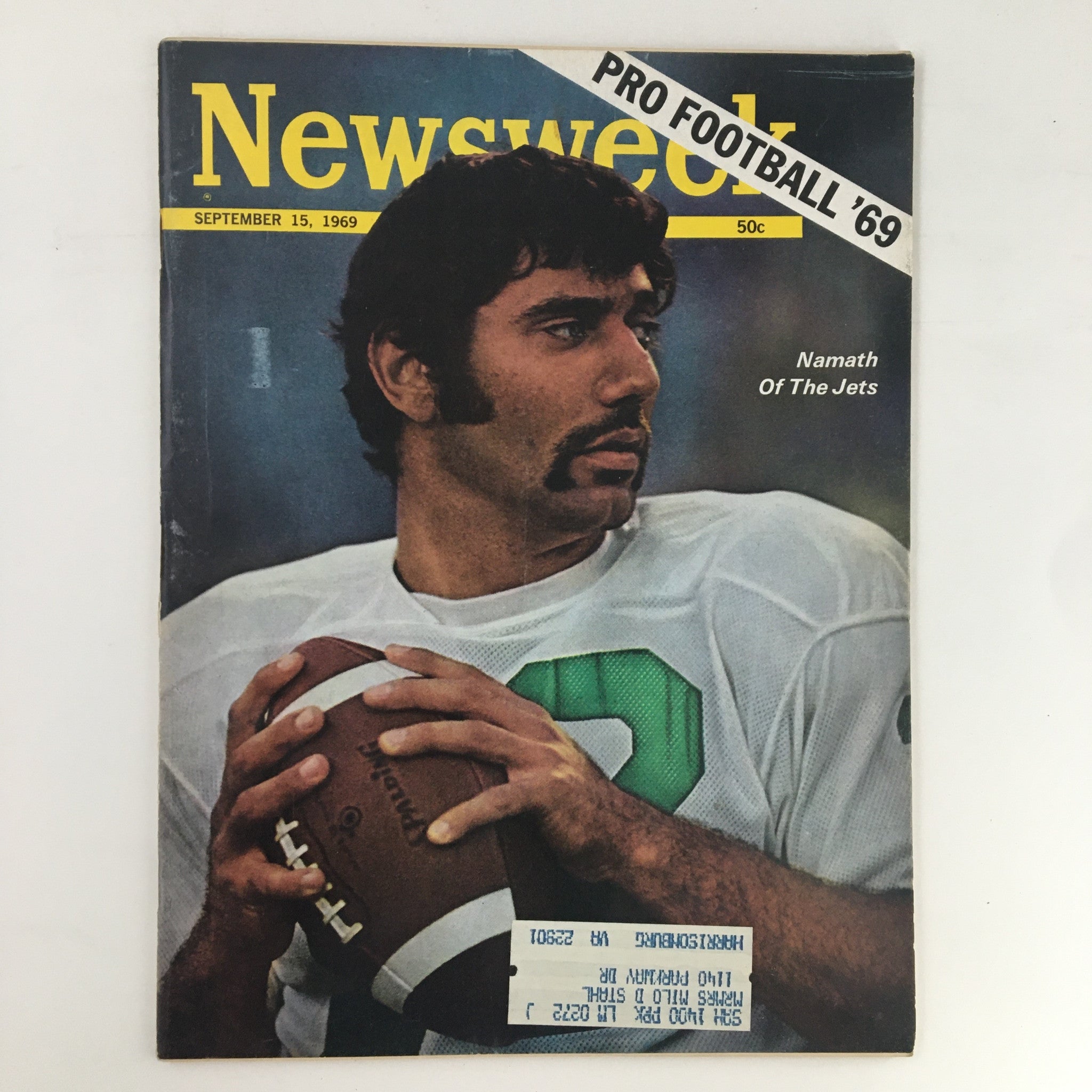 Newsweek Magazine September 15 1969 Joseph William Namath of the Jets