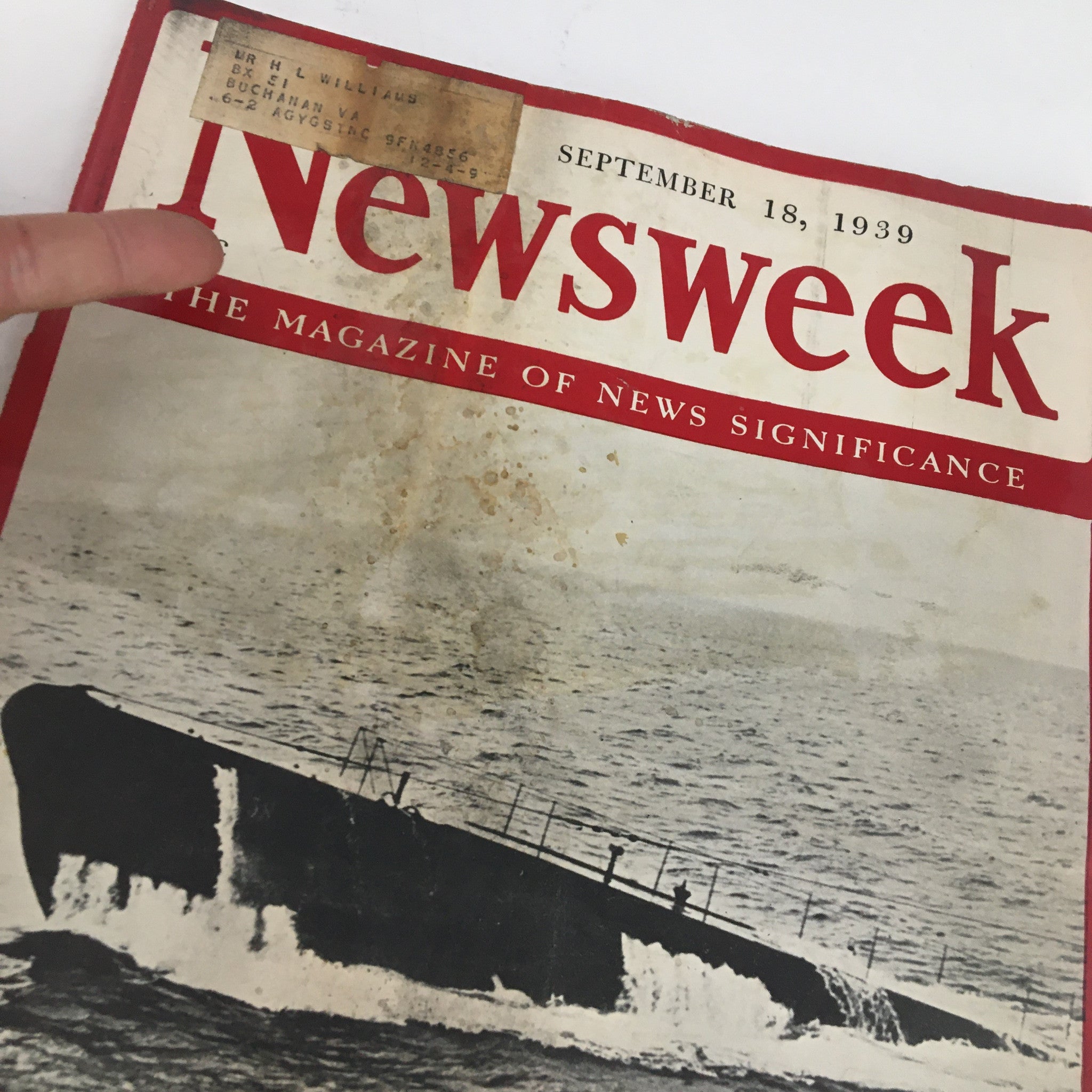 Newsweek Magazine September 18 1939 Scourge of 1914-18 Return To Sea No Label