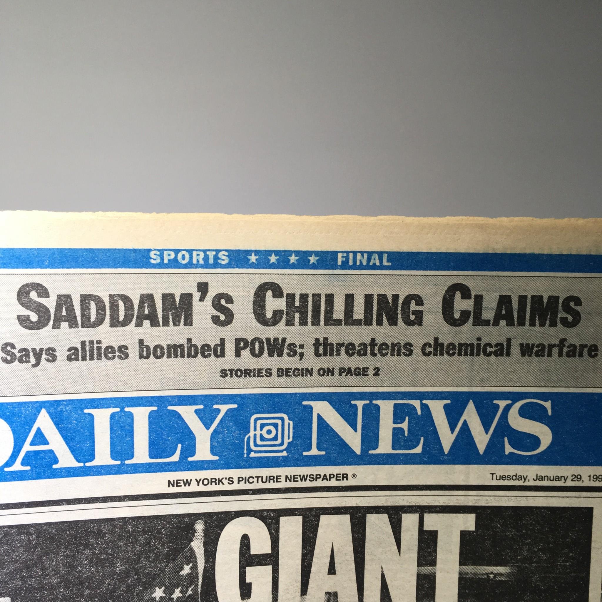 NY Daily News: Jan 29 1991 Giant Fanfare