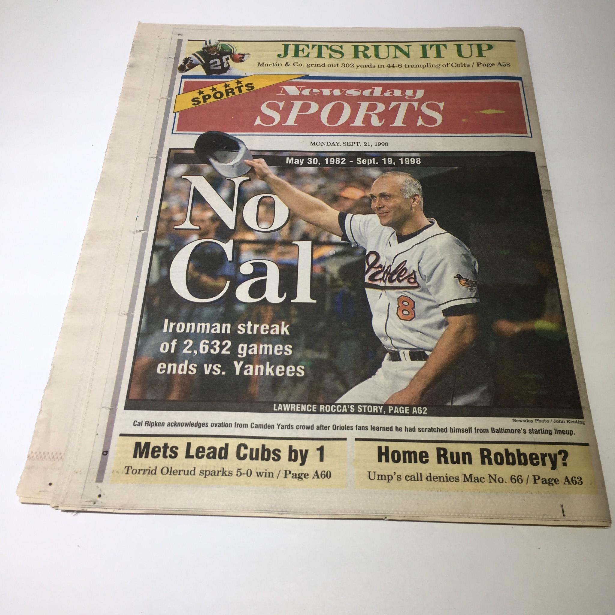 Newsday: Sept 21 1998 In His Own Words Bill Clinton Cal ripken jr streak