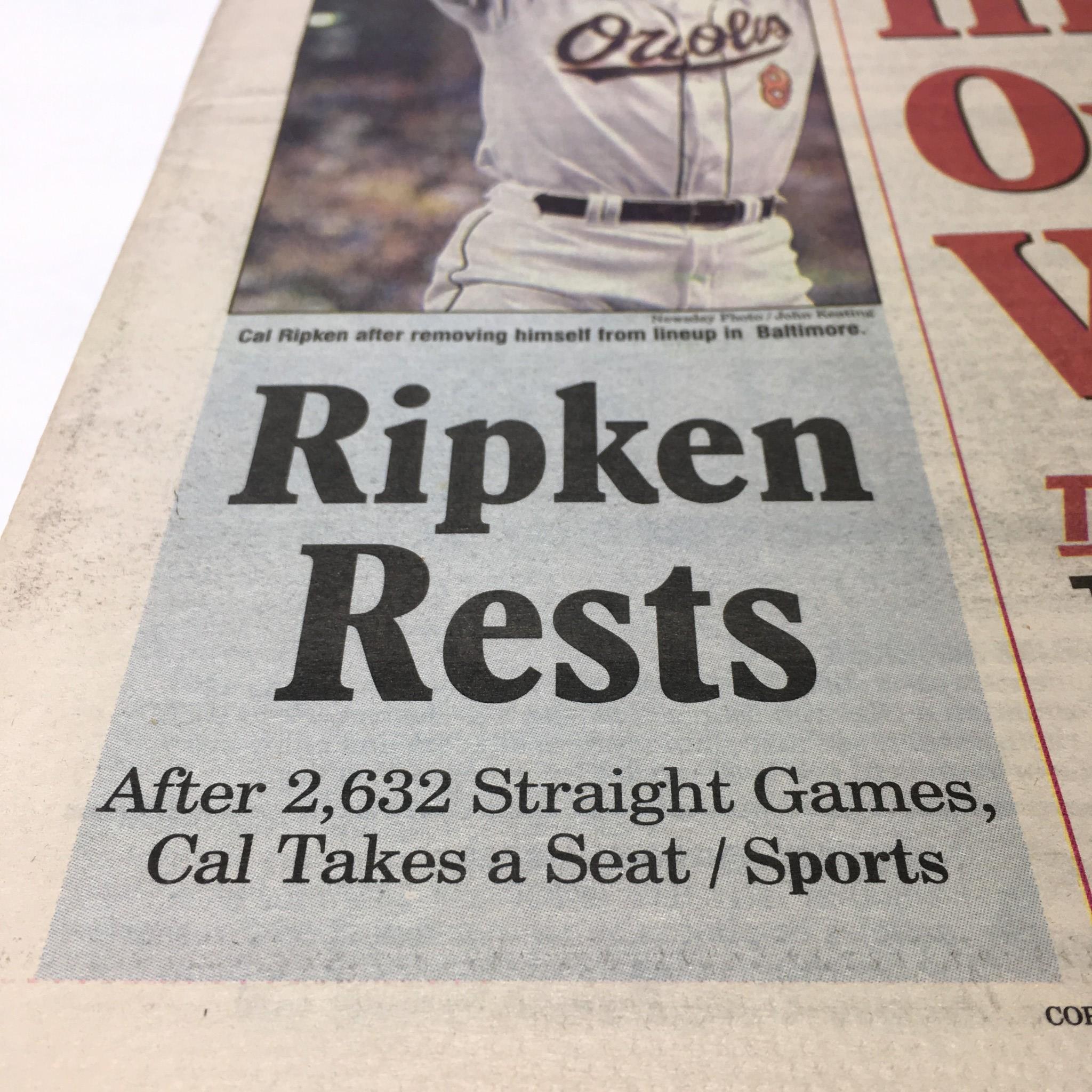 Newsday: Sept 21 1998 In His Own Words Bill Clinton Cal ripken jr streak