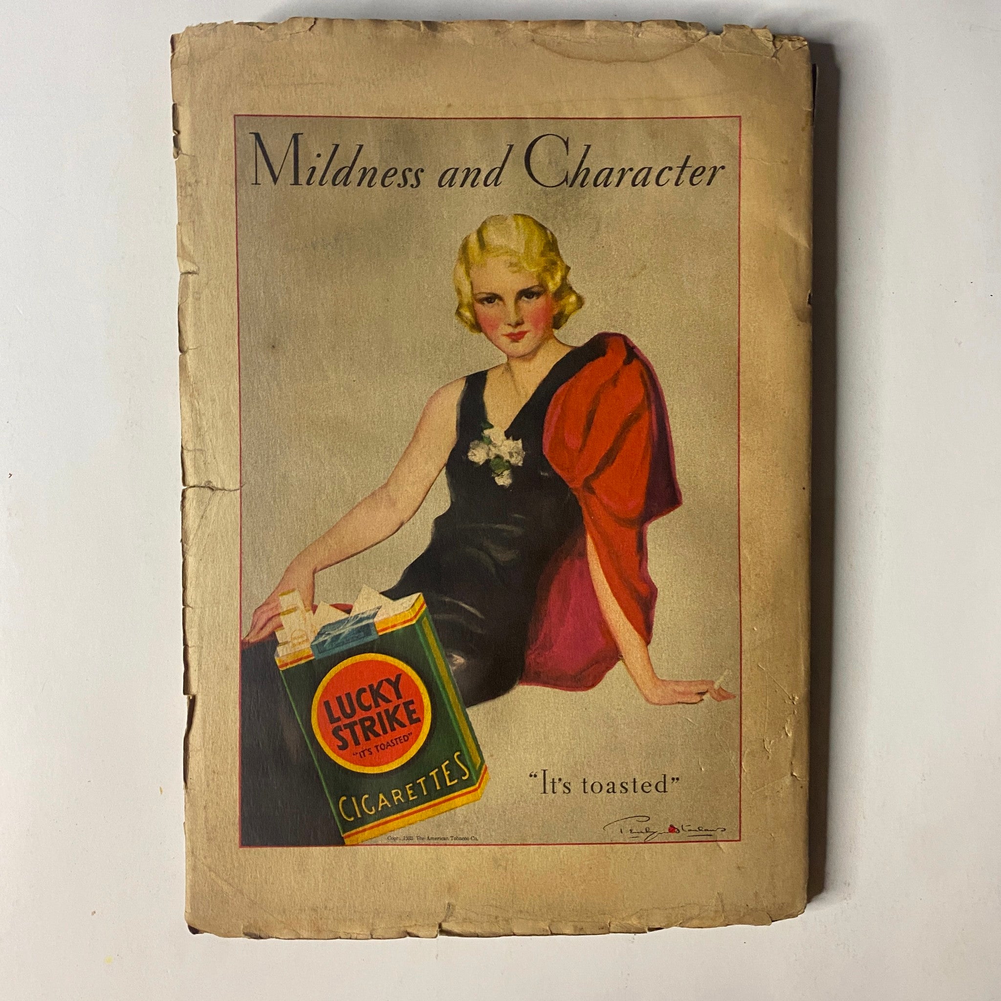 Cover of Complete Stories Magazine March 1, 1933 featuring a vintage illustration of a glamorous woman and a Lucky Strike cigarette advertisement with the phrase 'It's toasted'.