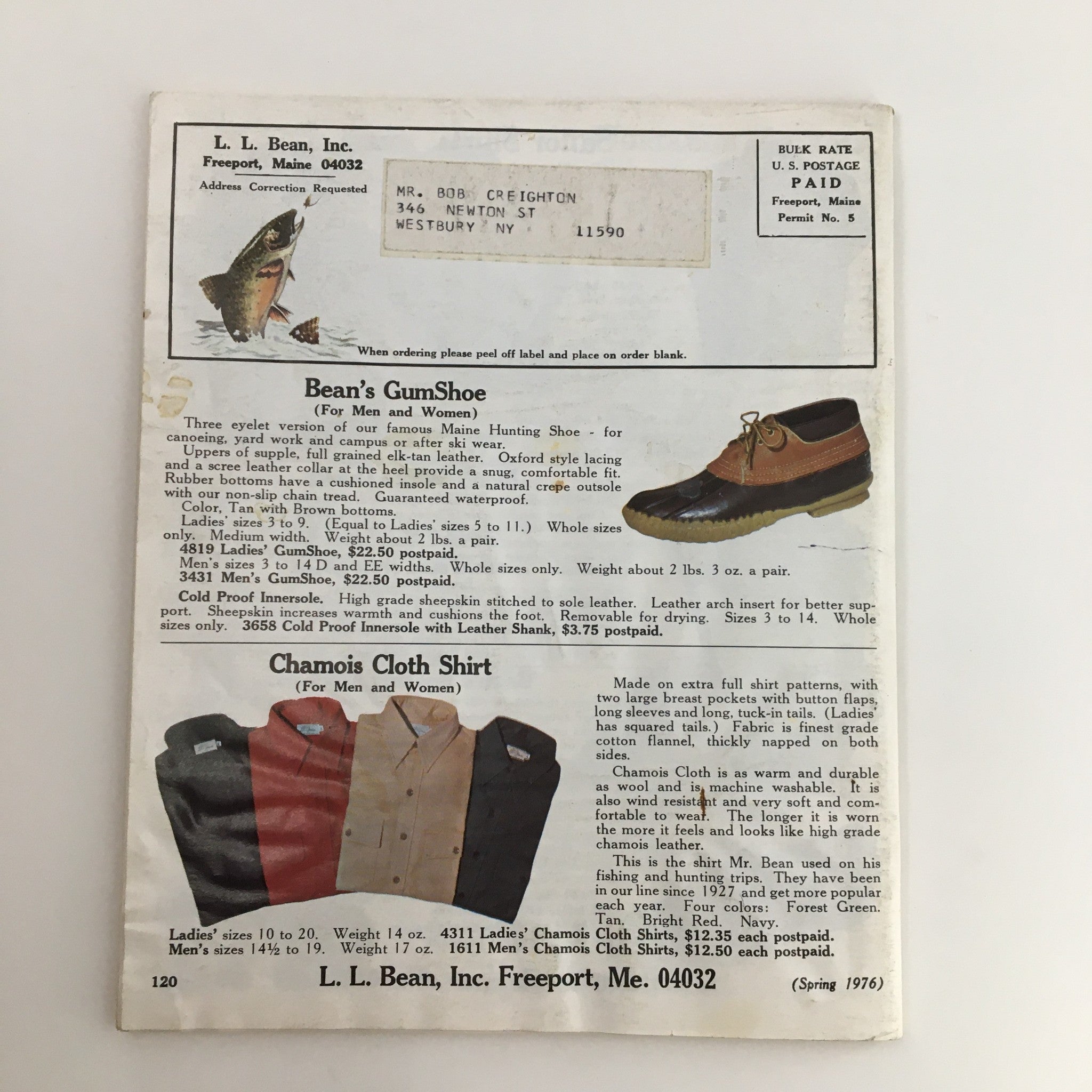 1976 Spring L.L. Bean Retail Company, Inc. Price Guide Catalog