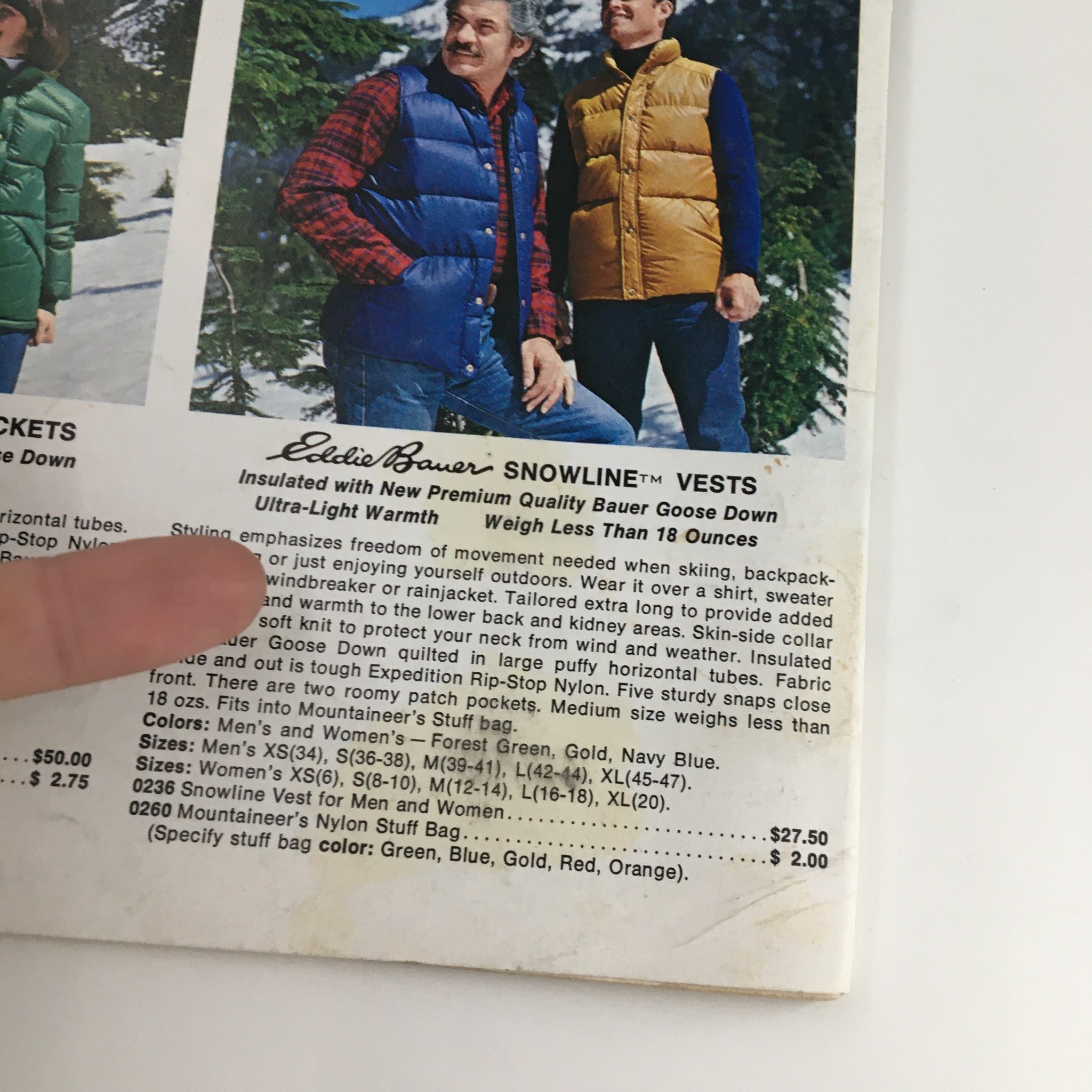 1976 Christmas Eddie Bauer Goose Down Garments Price Guide Catalog