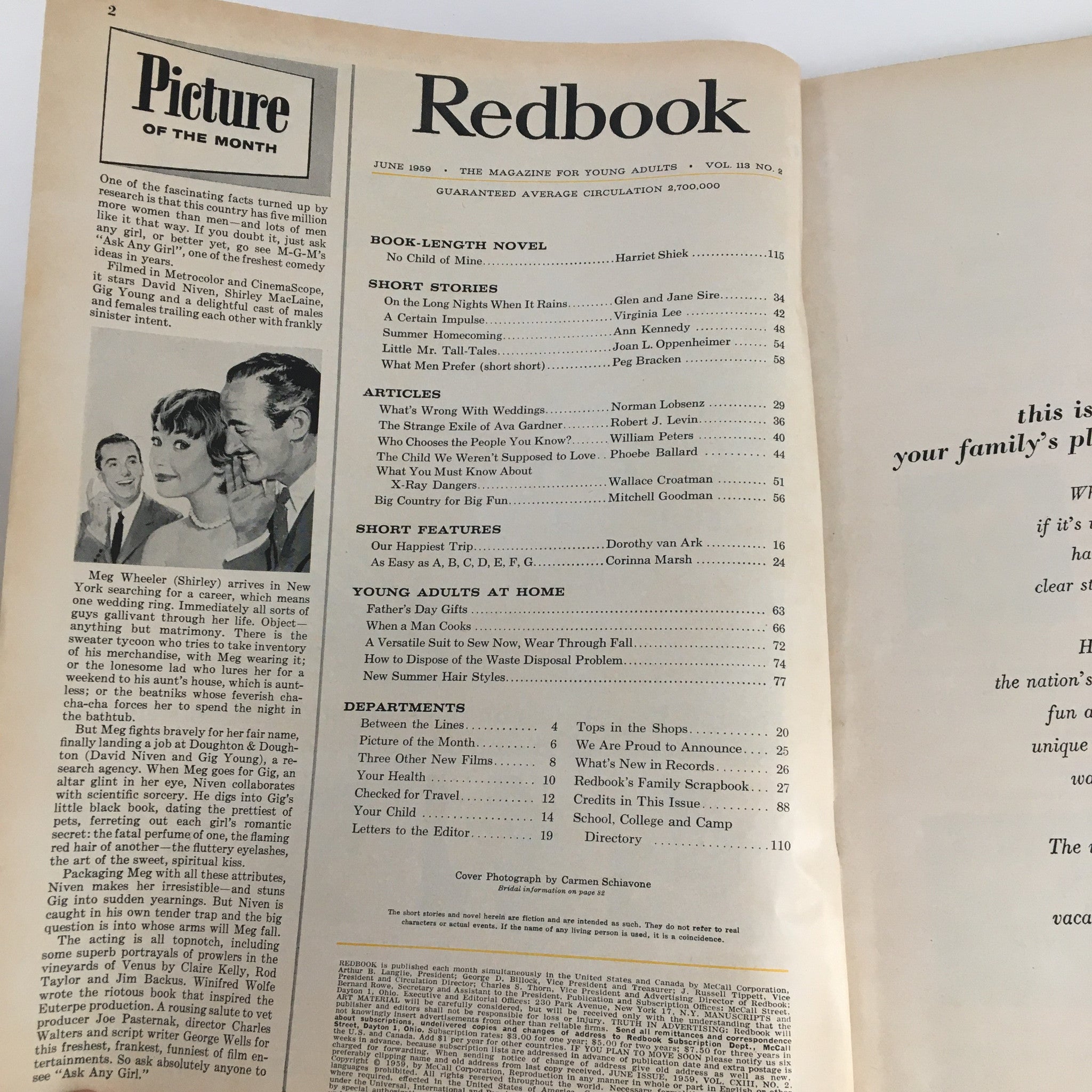 Redbook Magazine June 1959 The Strange Exile of Ava Gardner Her Story of Love