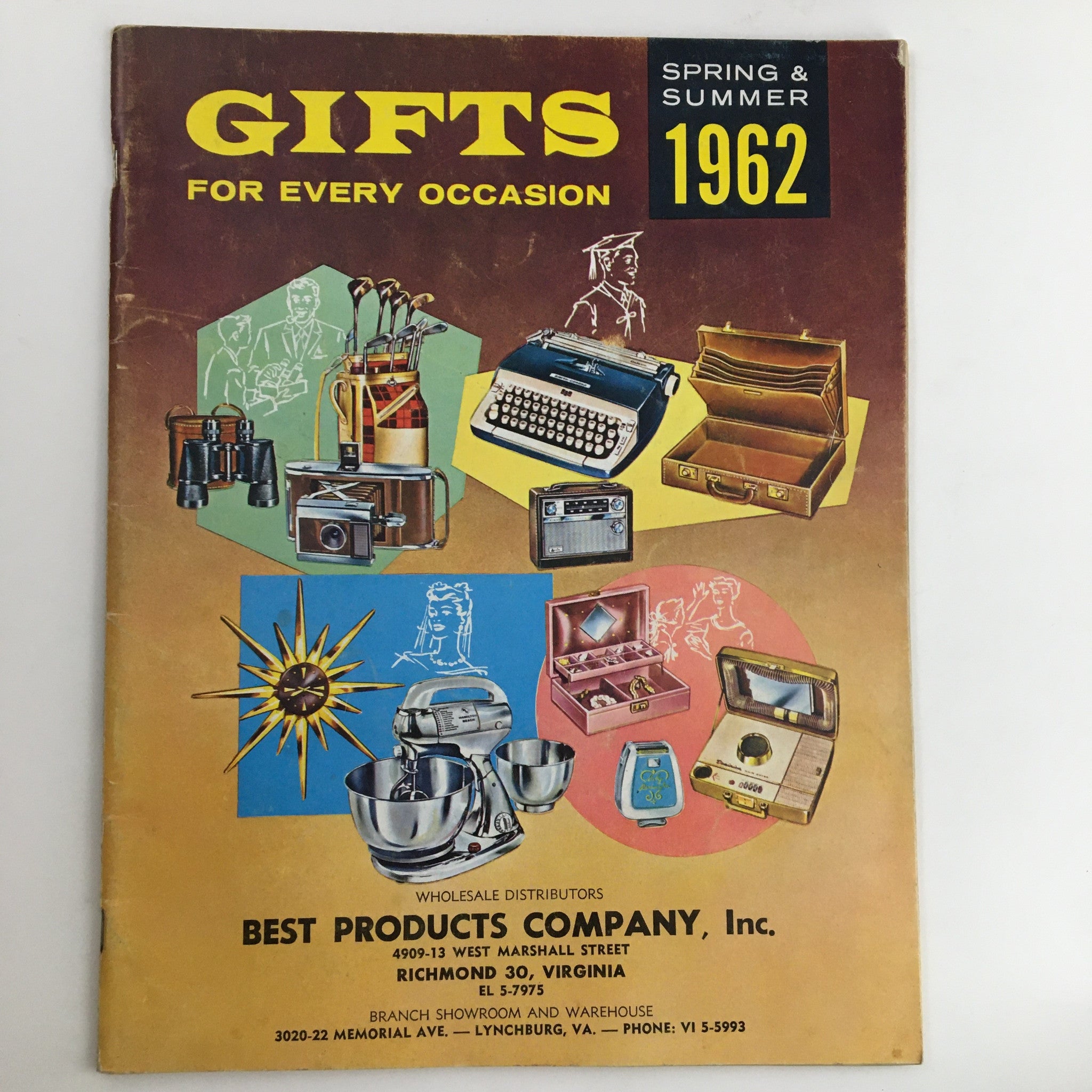 Cover of the 1962 Best Products Company catalog titled 'Gifts For Every Occasion', showcasing various products including appliances, typewriters, and gift items.