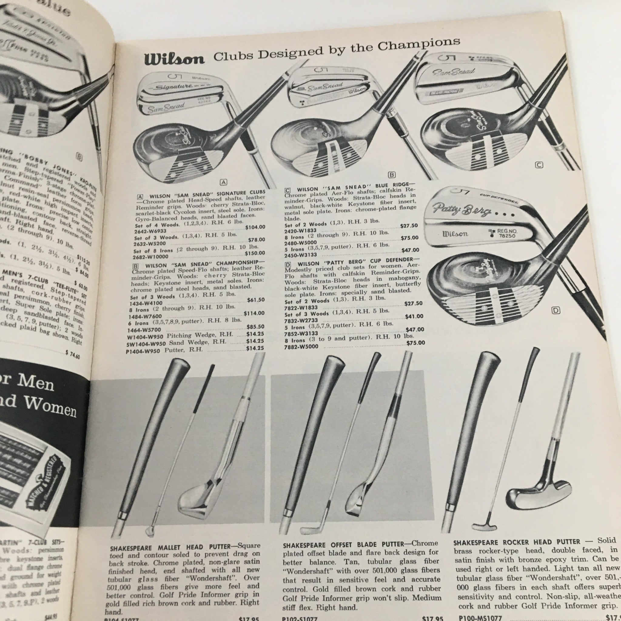 1962 Best Products Company Inc. Gifts For Every Occasion - A detailed page showcasing Wilson golf clubs designed by champions, including pricing and model specifications.