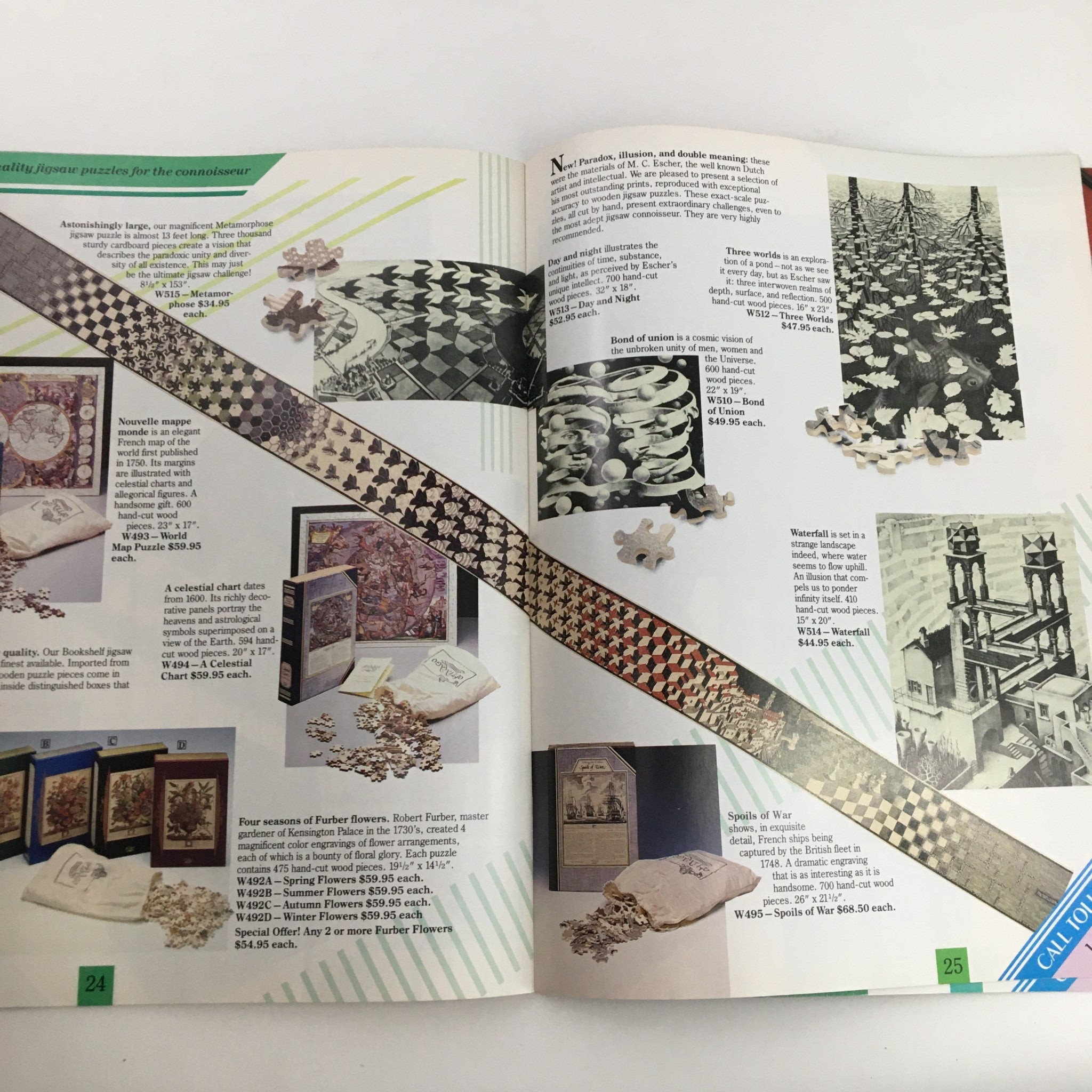 1988 World Wide Games Exceptional Handcrafted Games To Give Catalog depicting high-quality figural puzzles, suitable for connoisseurs, each featuring artistic themes and craftsmanship.