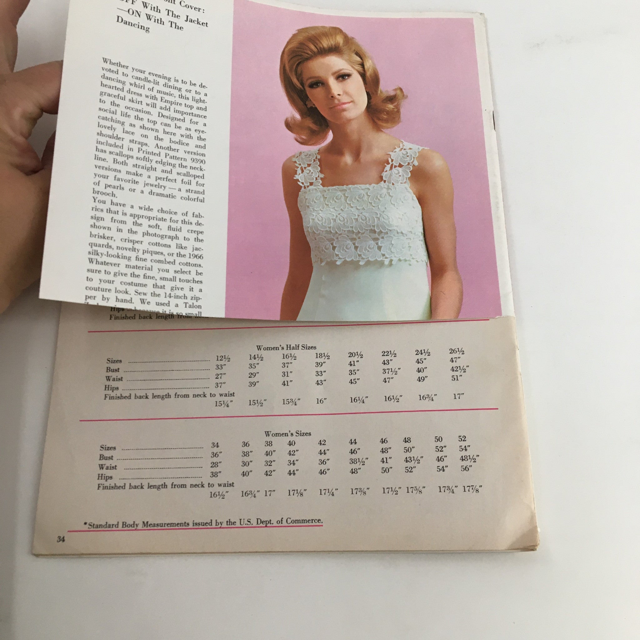 Fashion To Sew Printed Patterns Spring and Summer 1966 featuring a stylish woman in a vintage dress, with a focus on the garment's design details and fabric textures.