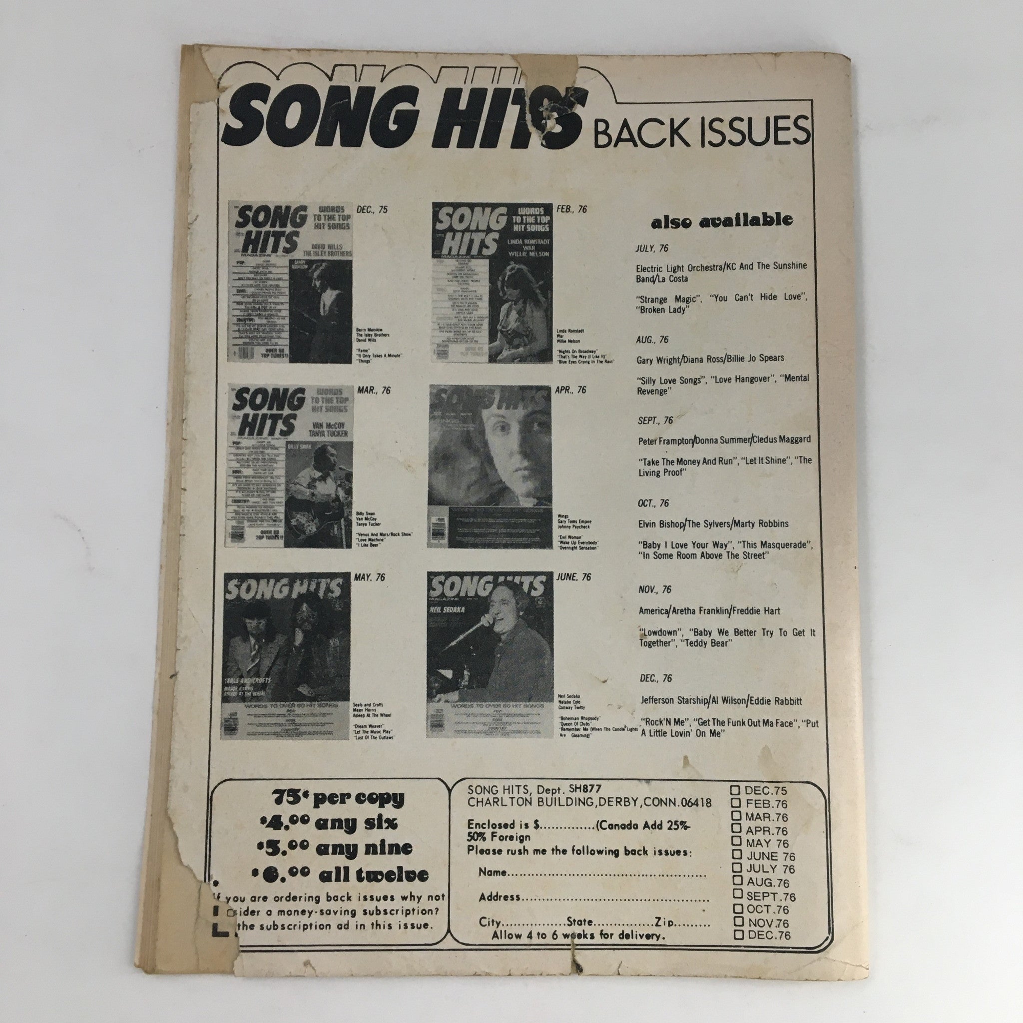 Song Hits Magazine August 1977 Bee Gees, Rufus, Glen Campbell & Kenny Nolan