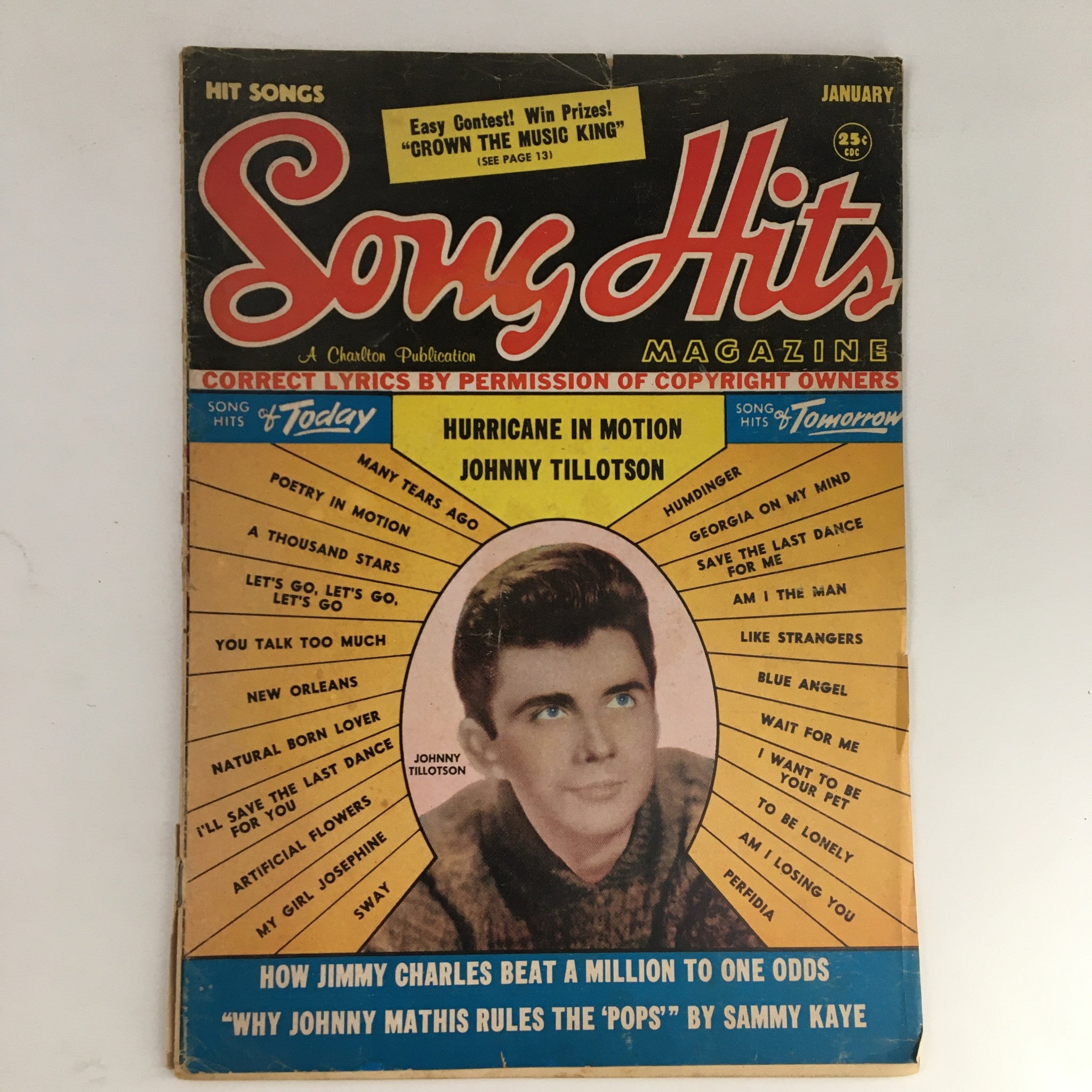 Song Hits Magazine January 1961 Jimmy Charles, Johnny Tillotson & Johnnie Ray