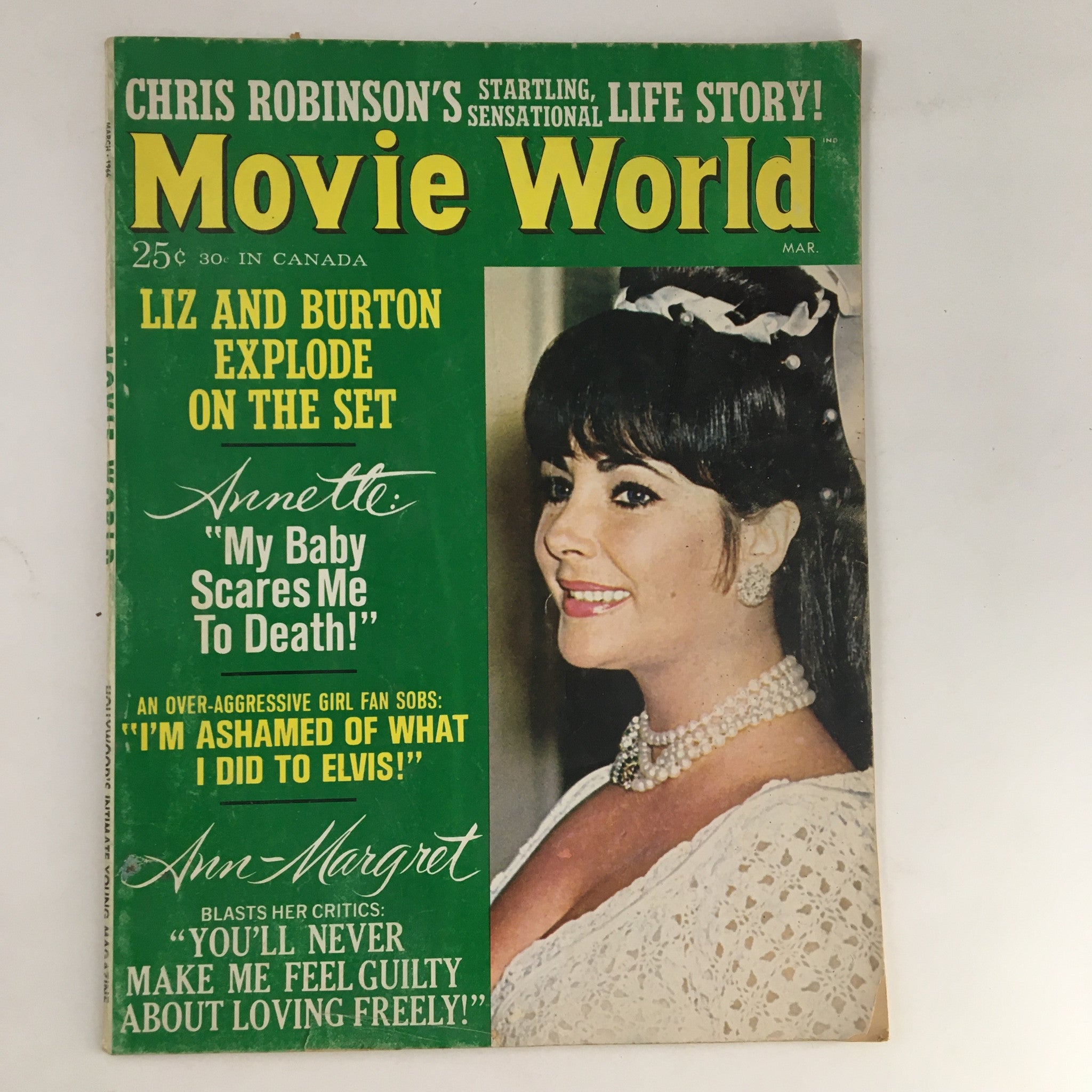 Movie World Magazine March 1966 Liz Taylor and Richard Burton Explode On The Set