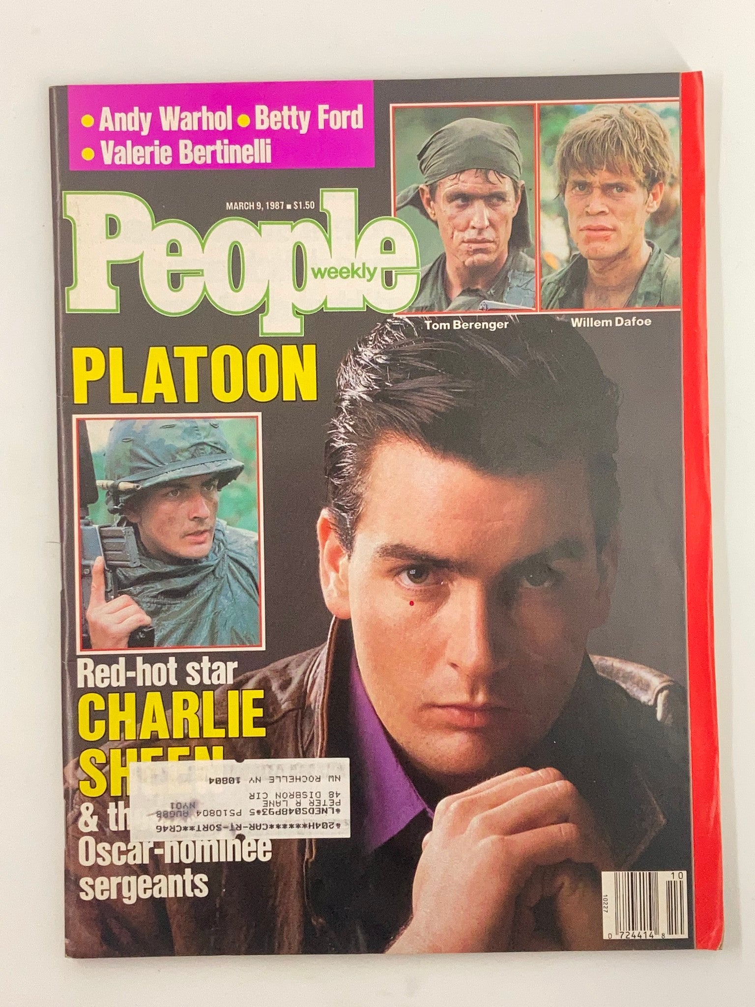 VTG People Weekly Magazine March 9 1987 Charlie Sheen Willem Dafoe Tom Berenger