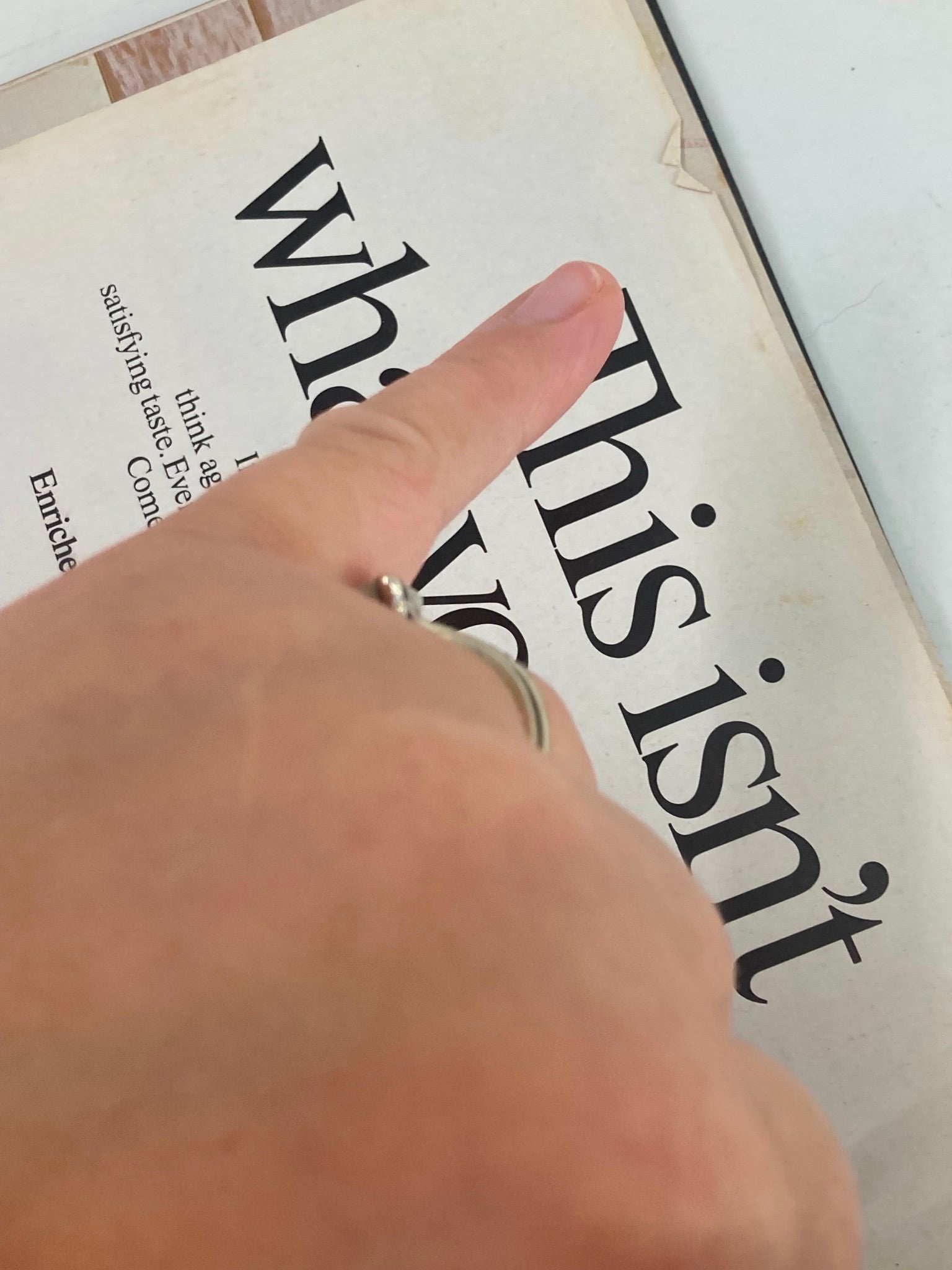 Detail of a page from the VTG People Weekly Magazine October 10 1988, highlighting the phrase 'This isn't what you think.' in an advertisement.