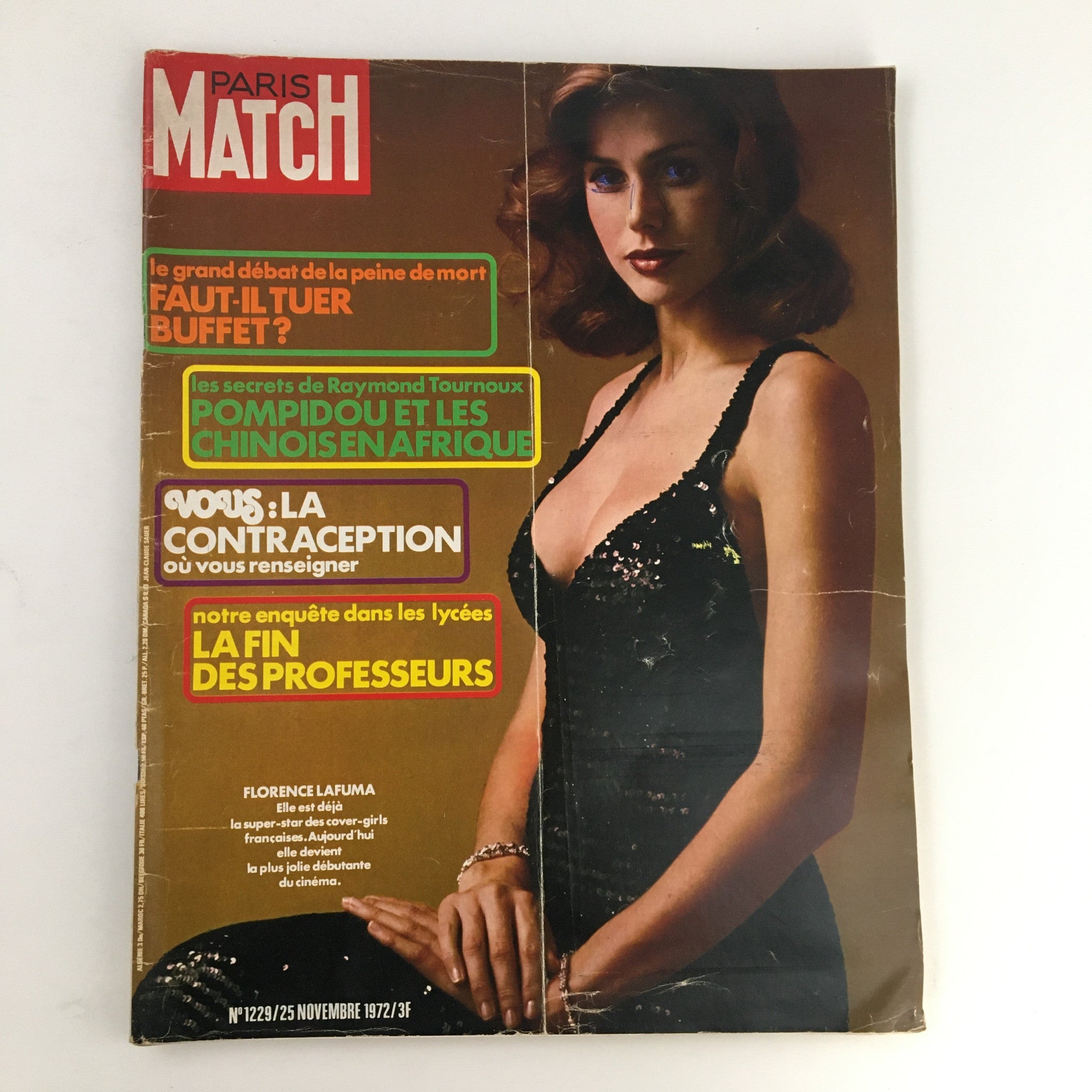 Paris Match Magazine November 1972 French Actress Florence Lafluma No Label