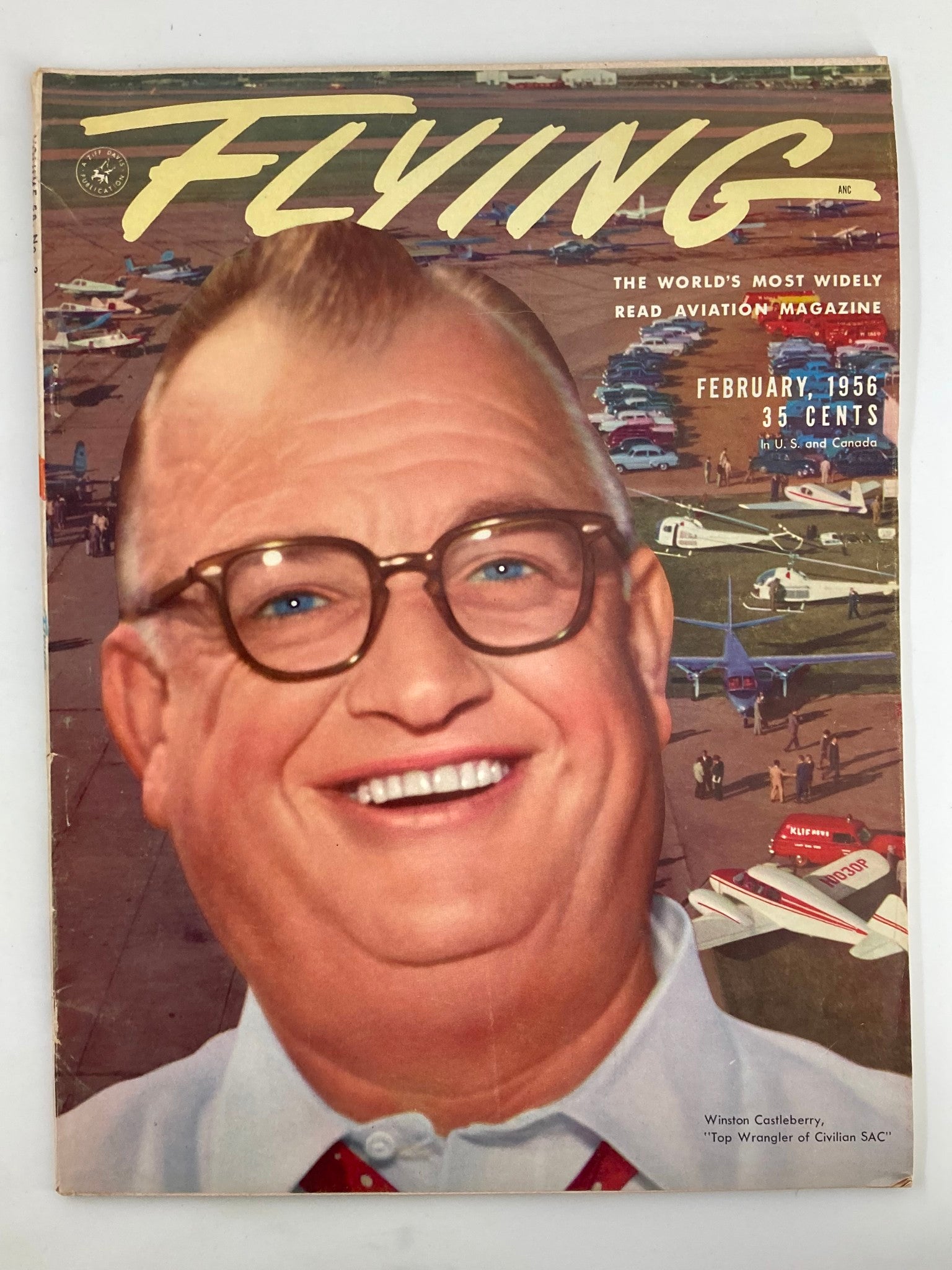 VTG Flying Magazine February 1956 Winston Castleberry Top Wrangler SAC No Label