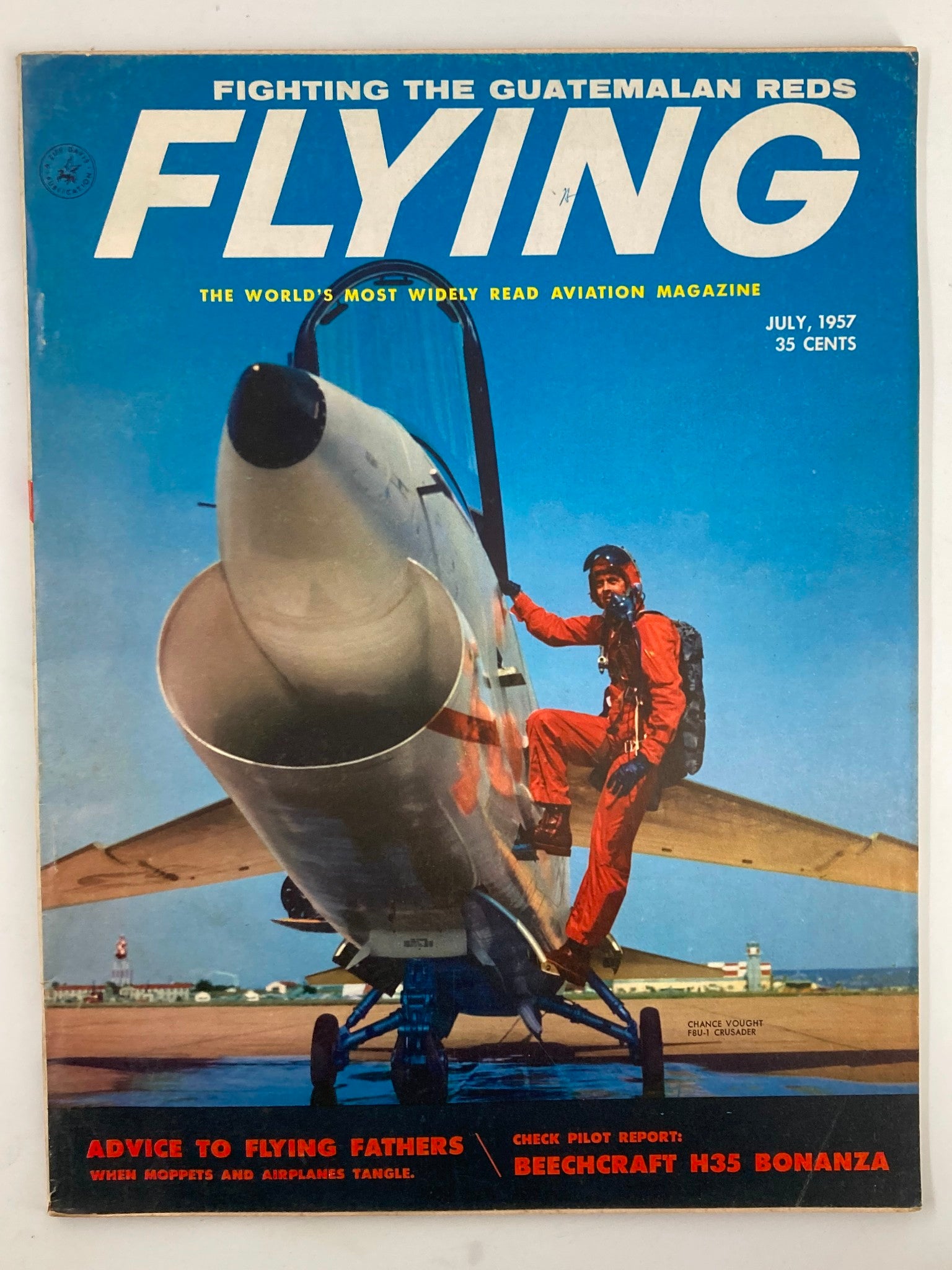 VTG Flying Magazine July 1957 Chance Vought and F8U-1 Crusader No Label