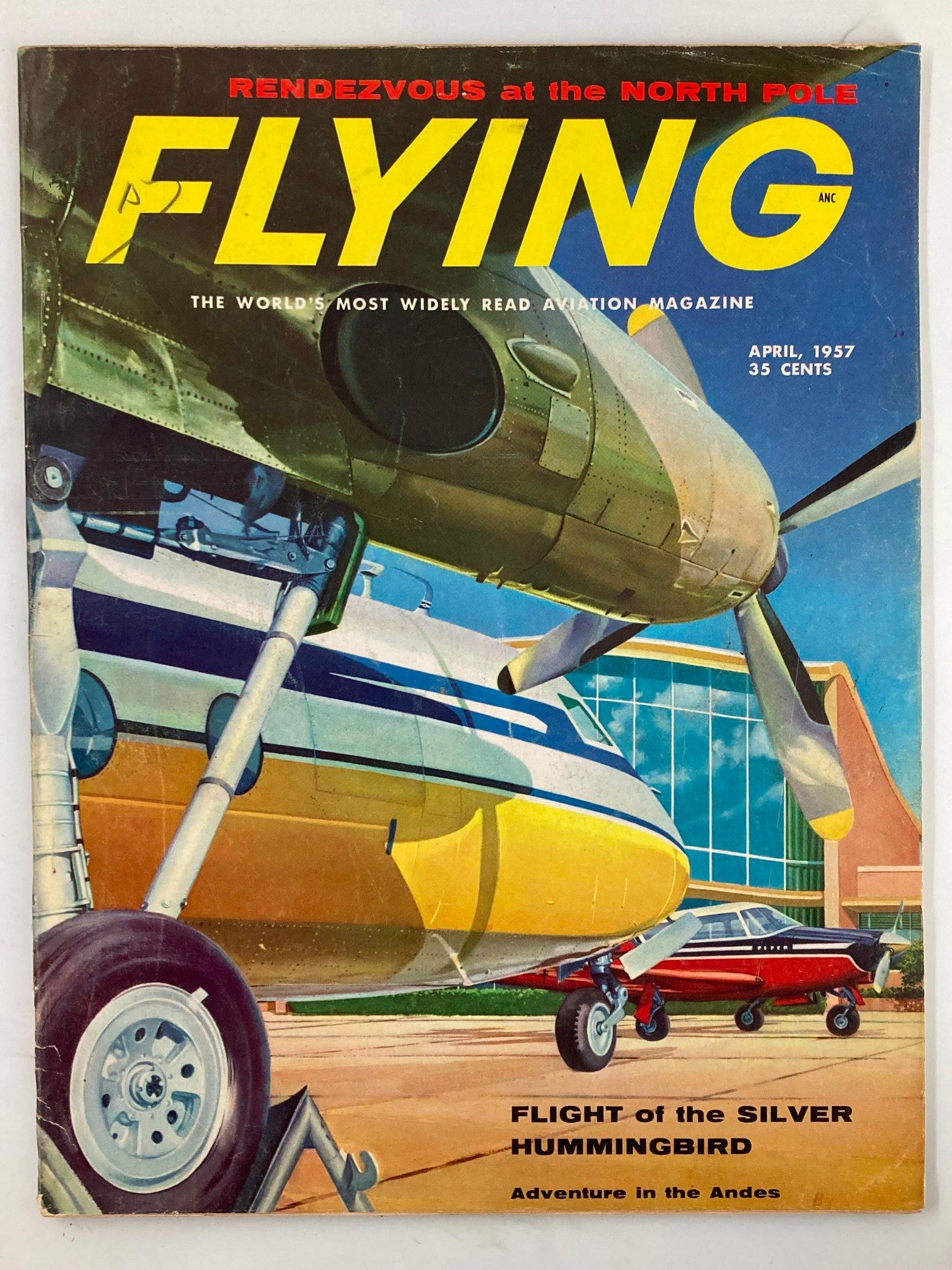 VTG Flying Magazine April 1957 Flight of the Silver Hummingbird No Label