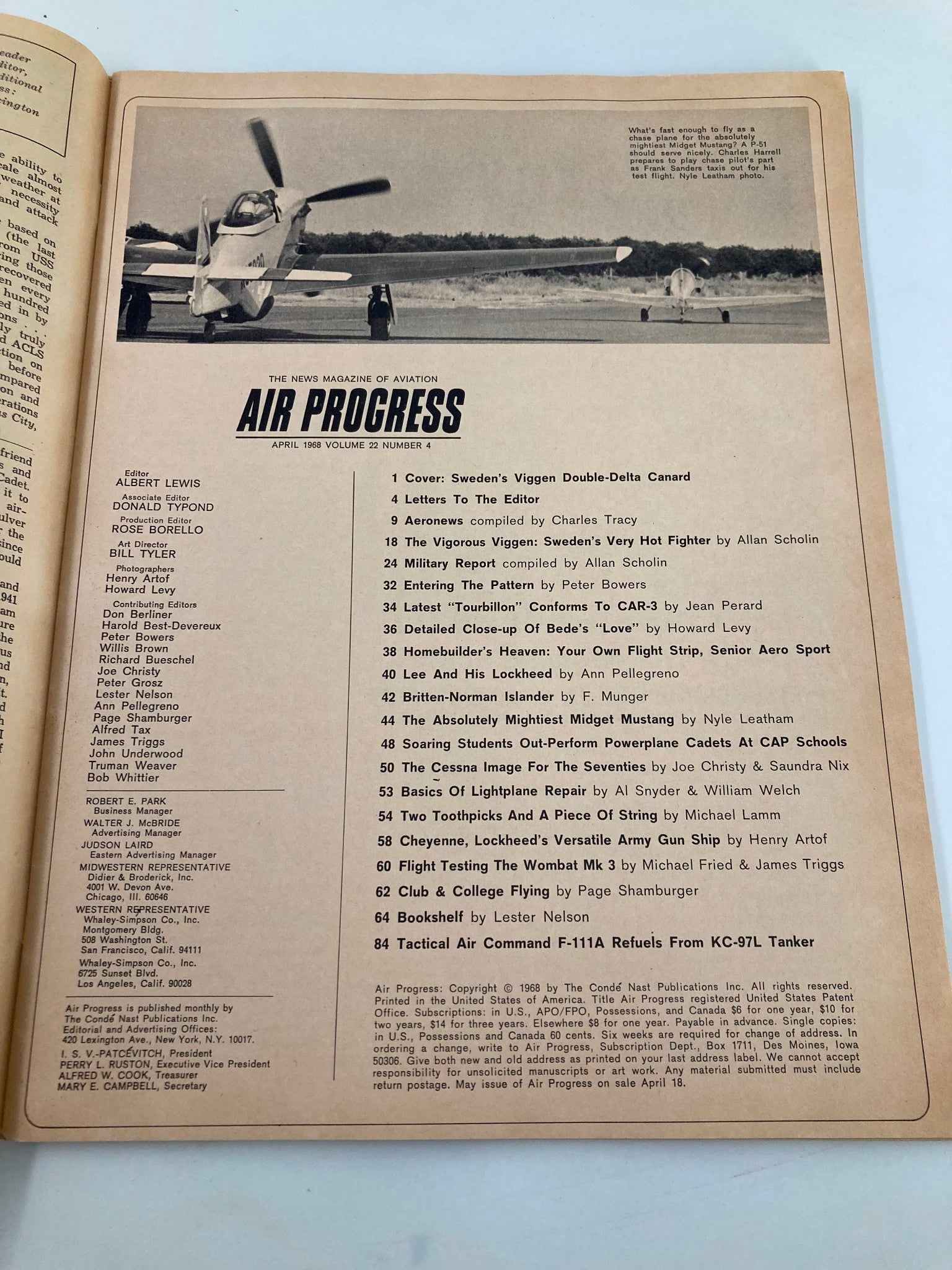 VTG Air Progress Magazine April 1968 Sweden's 'Vlggen' Thunderbolt No Label