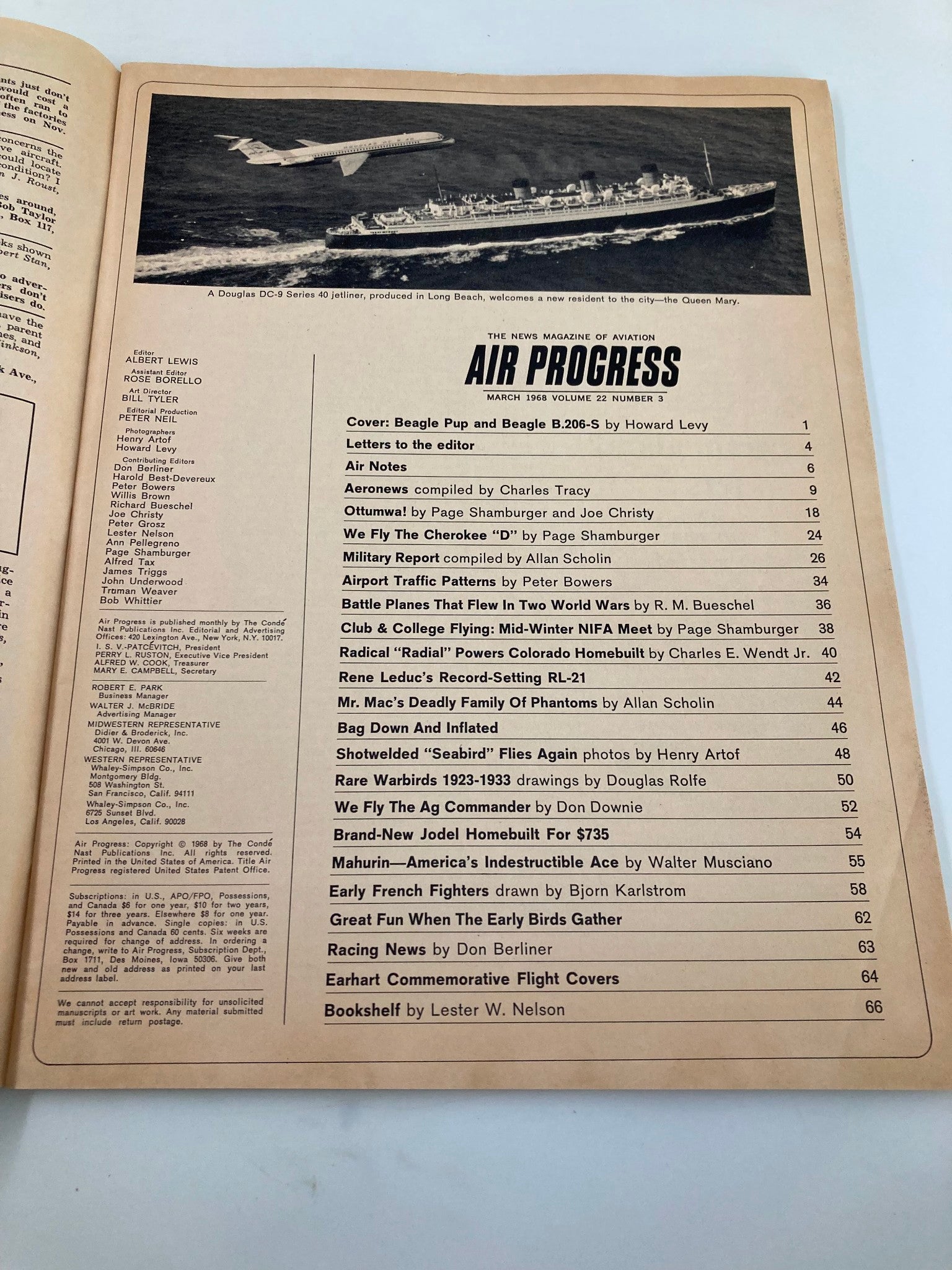 VTG Air Progress Magazine March 1968 Beagle Pup and Beagle B.206-S No Label