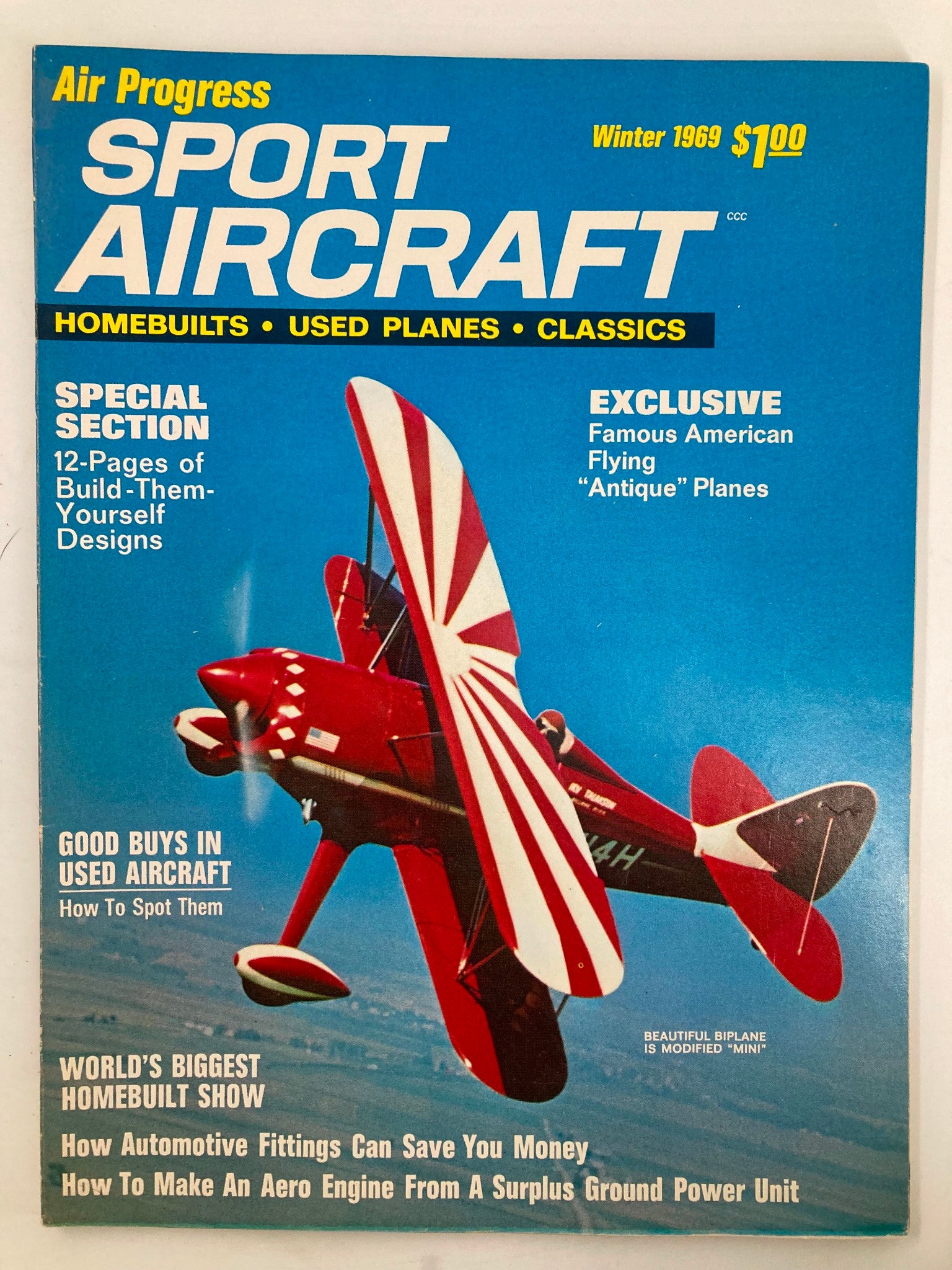 VTG Air Progress Sport Aircraft Winter 1969 Bob Ladd's Taylor Monoplane No Label