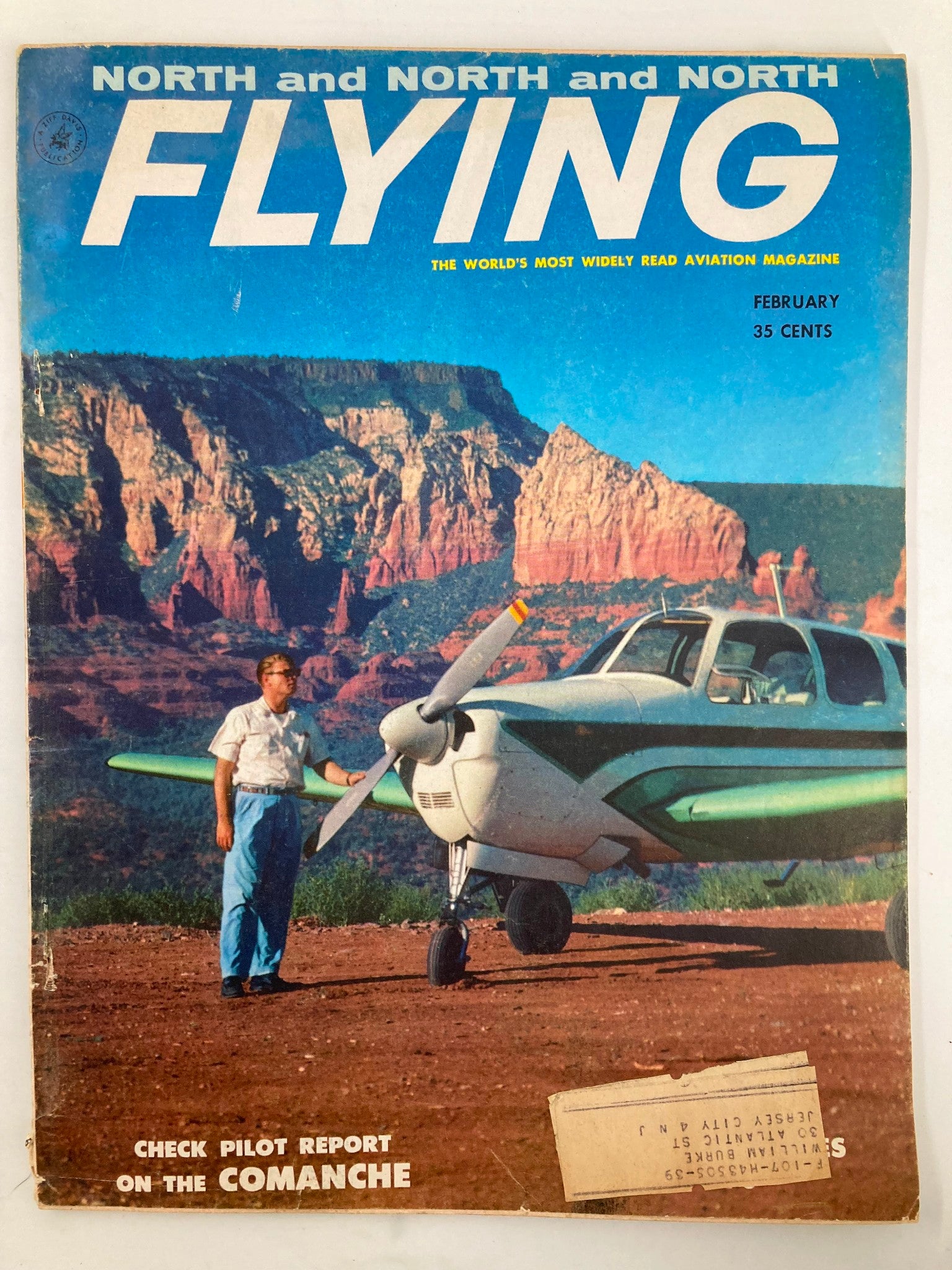 VTG Flying Magazine February 1958 Pilot Tom Patton with a Beechcraft Bonanza