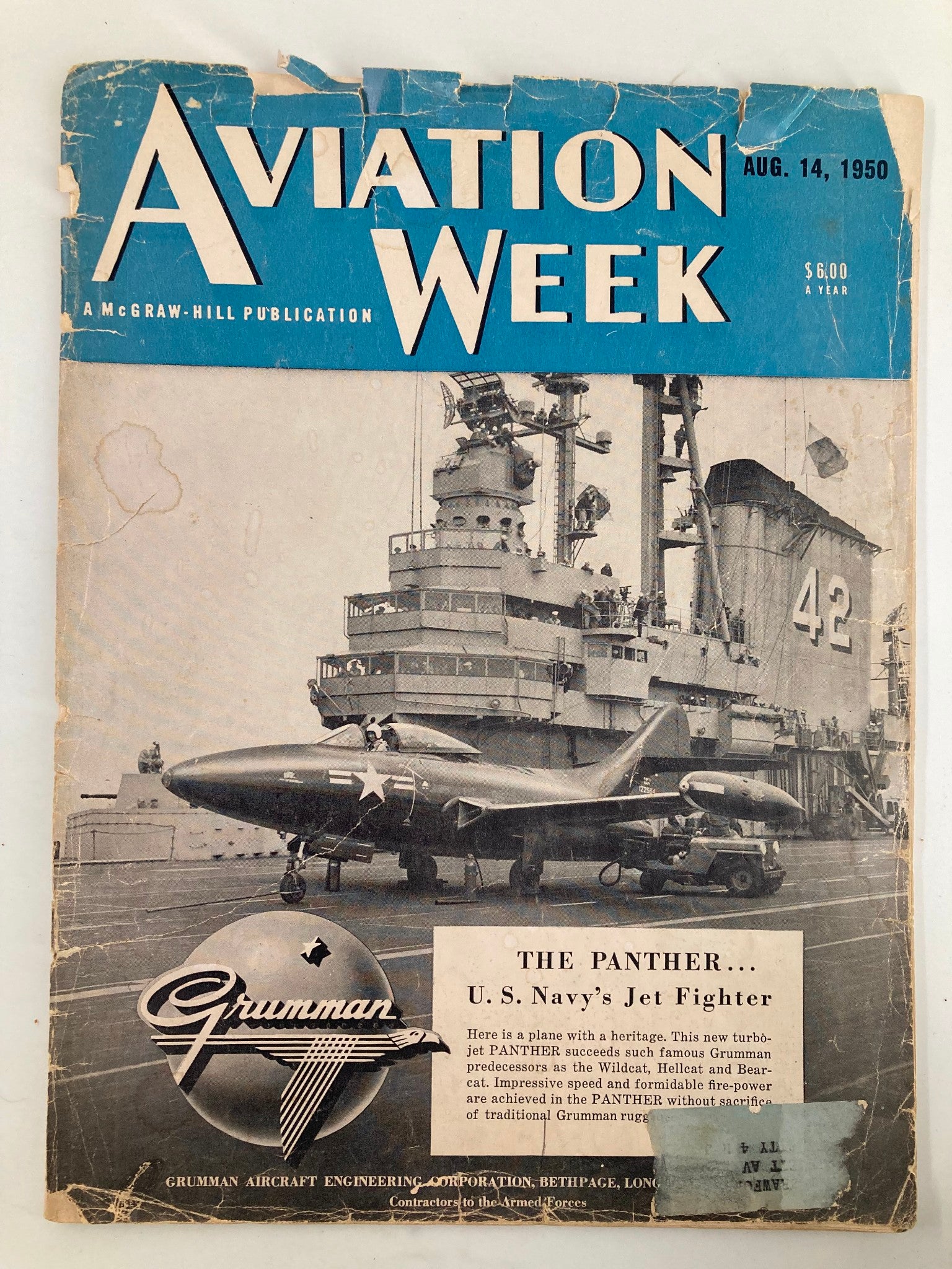 VTG Aviation Week Magazine August 14 1950 The Panther U.S. Navy's Jet Fighter