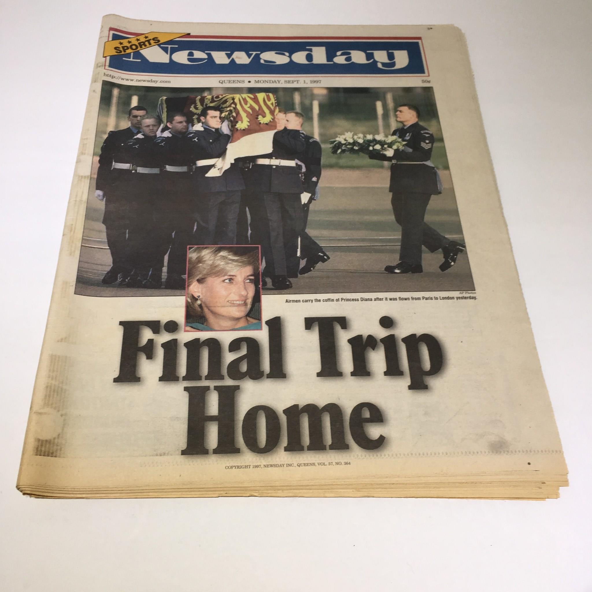 Newsday: Sept 1 1997 Airmen Carry The Coffin Of Princess Diana