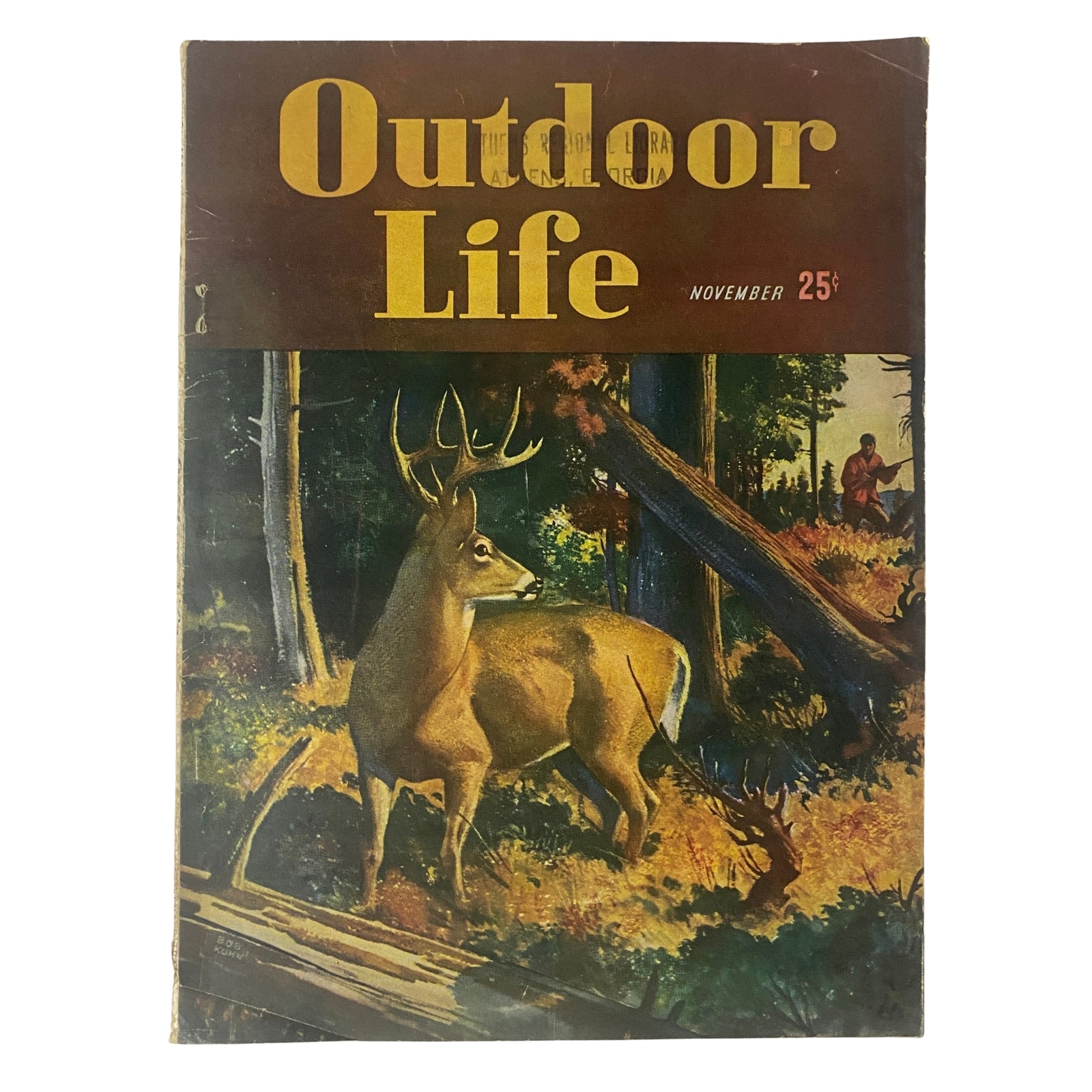Cover of Outdoor Life Magazine from November 1947, featuring a painted illustration by Bob Kuhn, depicting a deer in a natural landscape.