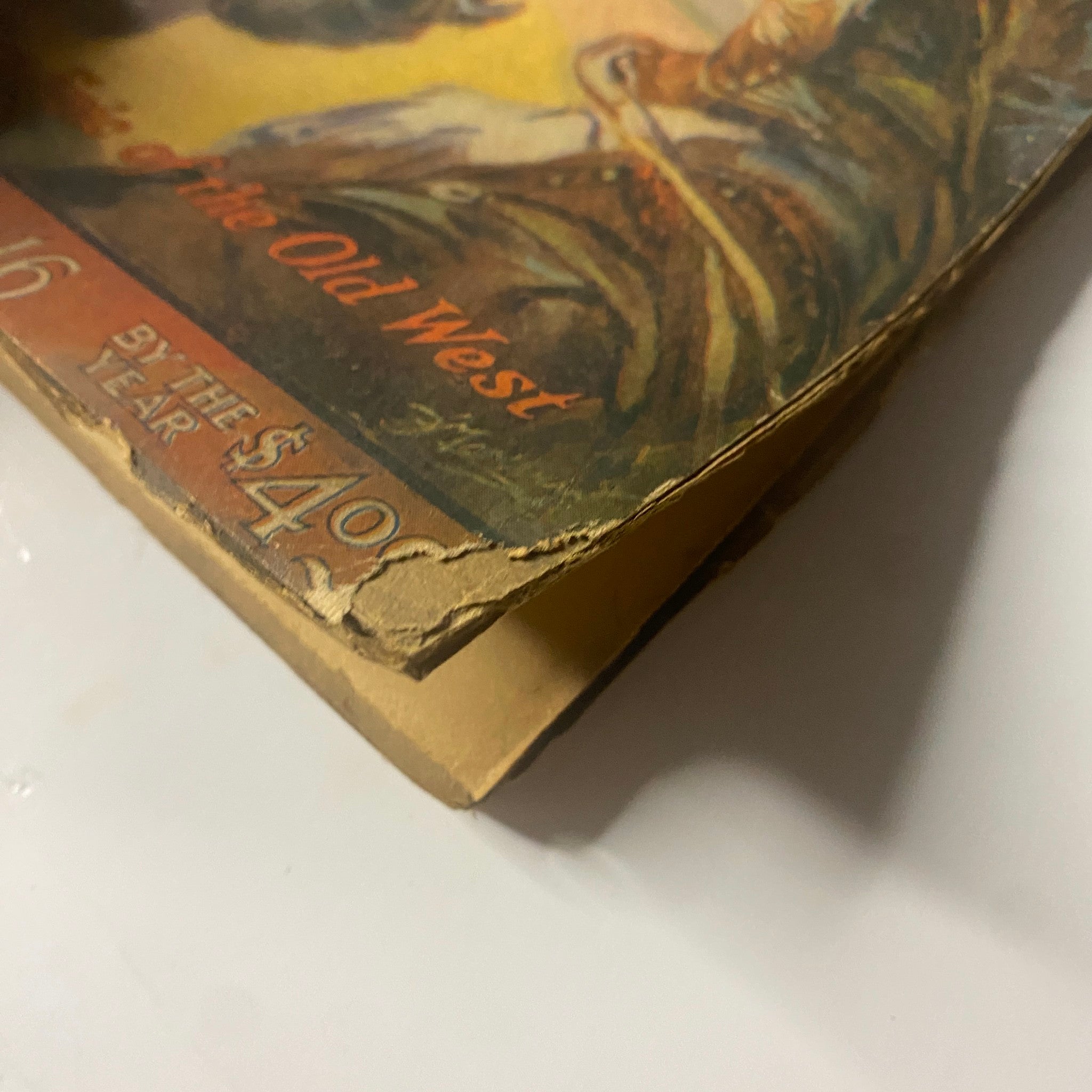Close-up image of the cover edge of Argosy All-Story Weekly, October 16, 1920, highlighting wear and historical condition of the pulp magazine.