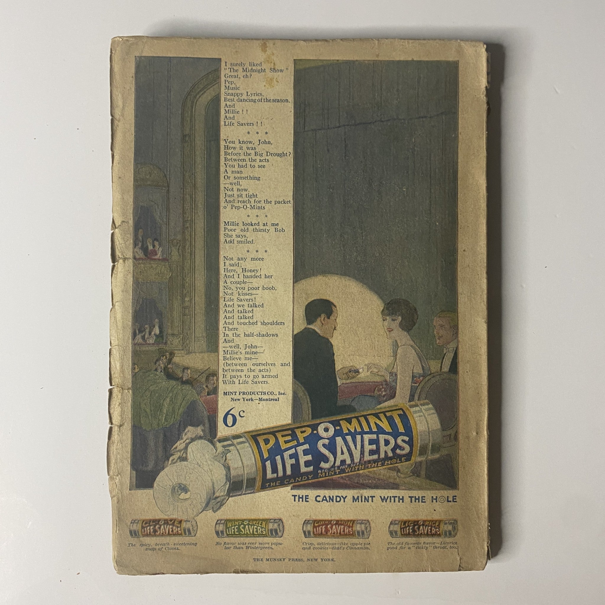 Back cover of Argosy All-Story Weekly, October 16, 1920, advertising Life Savers candy with a vintage illustration, adding to the magazine's collectible charm.