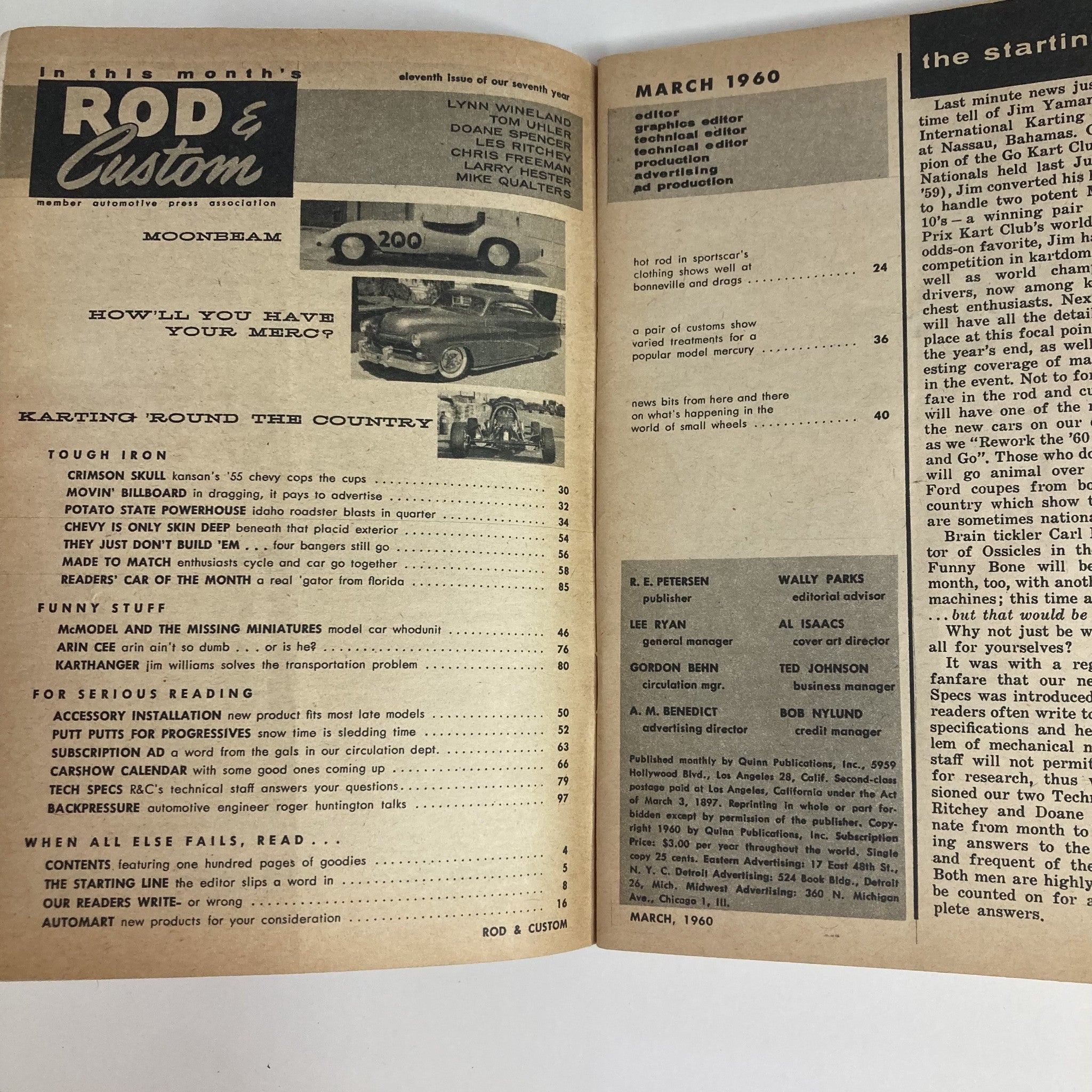 VTG Rod & Custom Magazine March 1960 Sportscar at Bonneville No Label