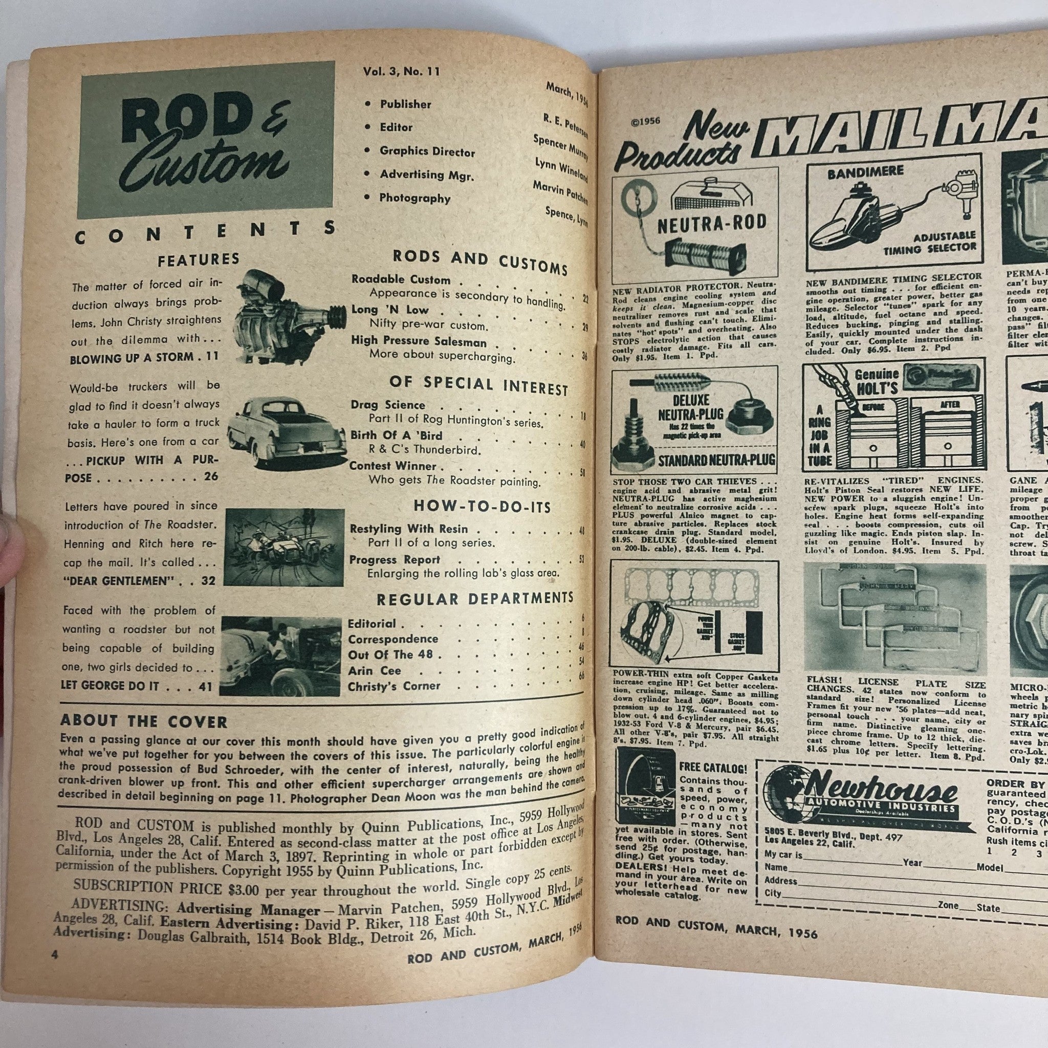 VTG Rod & Custom Magazine March 1956 Vol 3 No. 11 Blowing The Overheads No Label