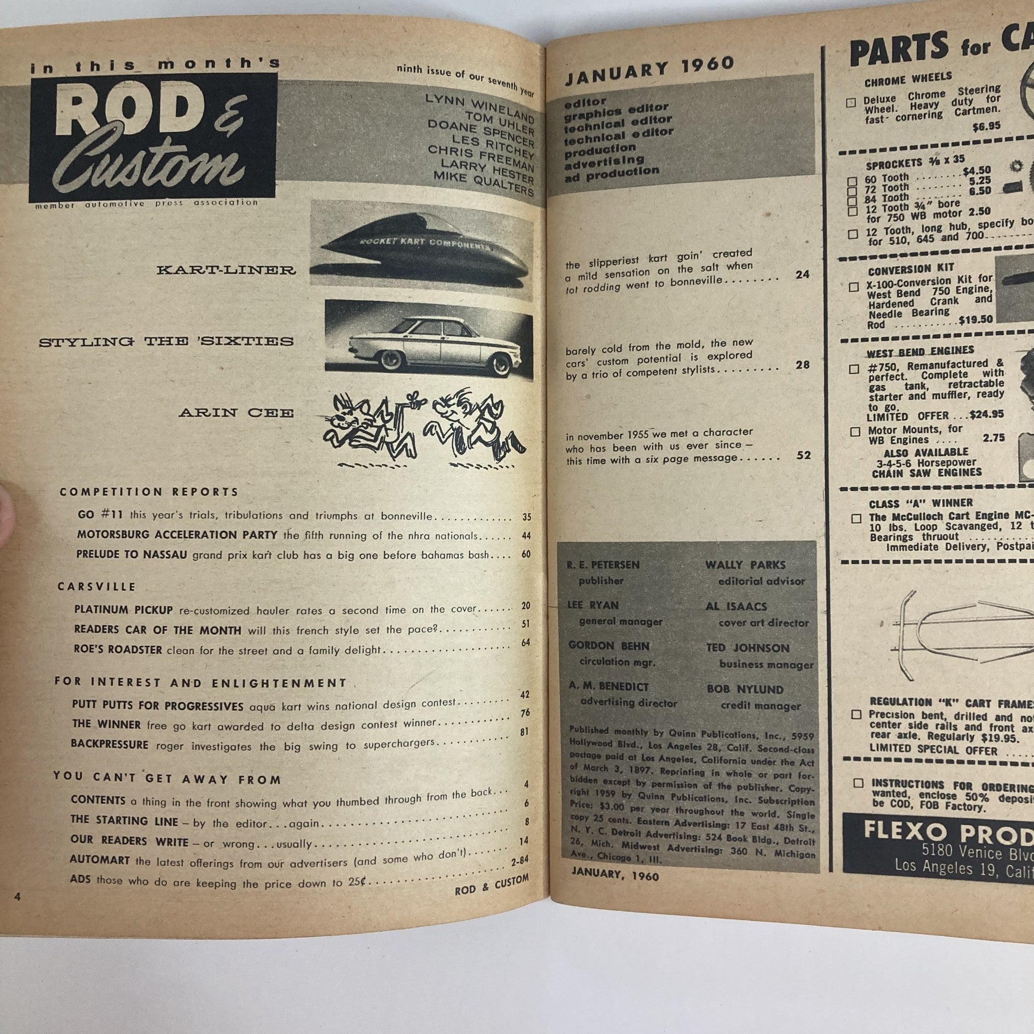 VTG Rod & Custom Magazine January 1960 Photo Story Kart Streamliner No Label