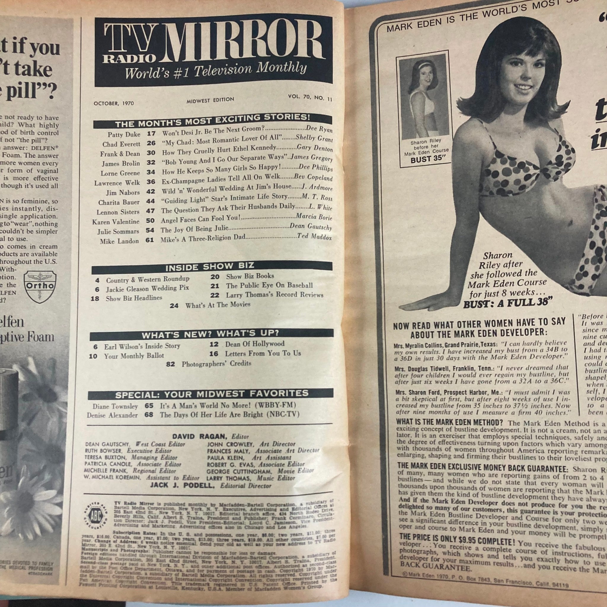 VTG TV Radio Mirror Magazine October 1970 Vol 70 No. 11 The Lennon Sisters