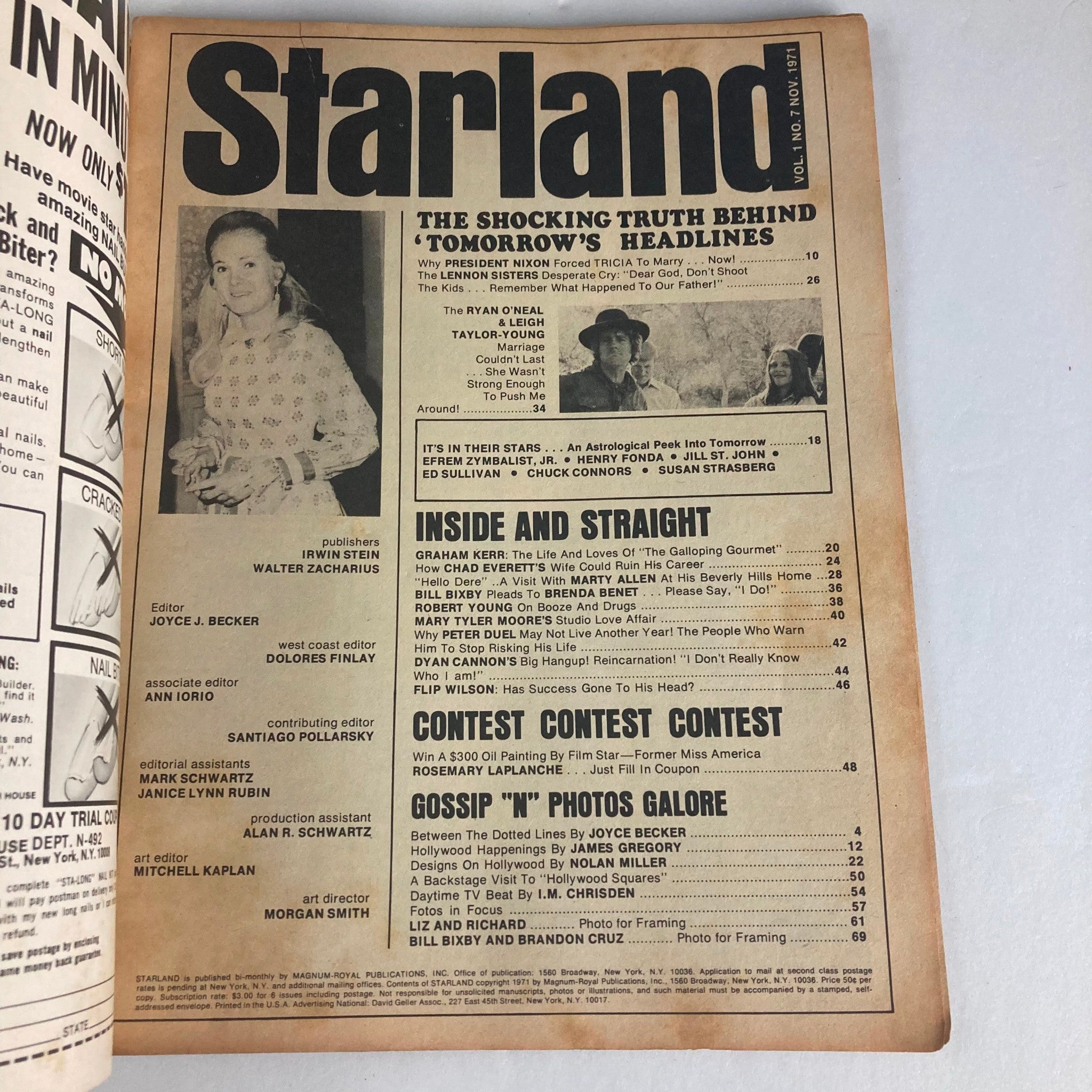 VTG Starland Magazine November 1971 Vol 1 No. 7 The Lennon Sisters No Label