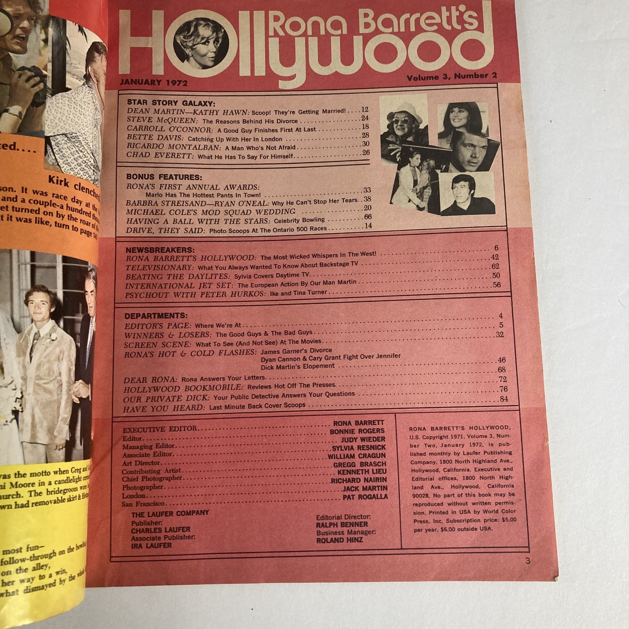 VTG Rona Barrett's Hollywood Magazine January 1972 Dean Martin No Label