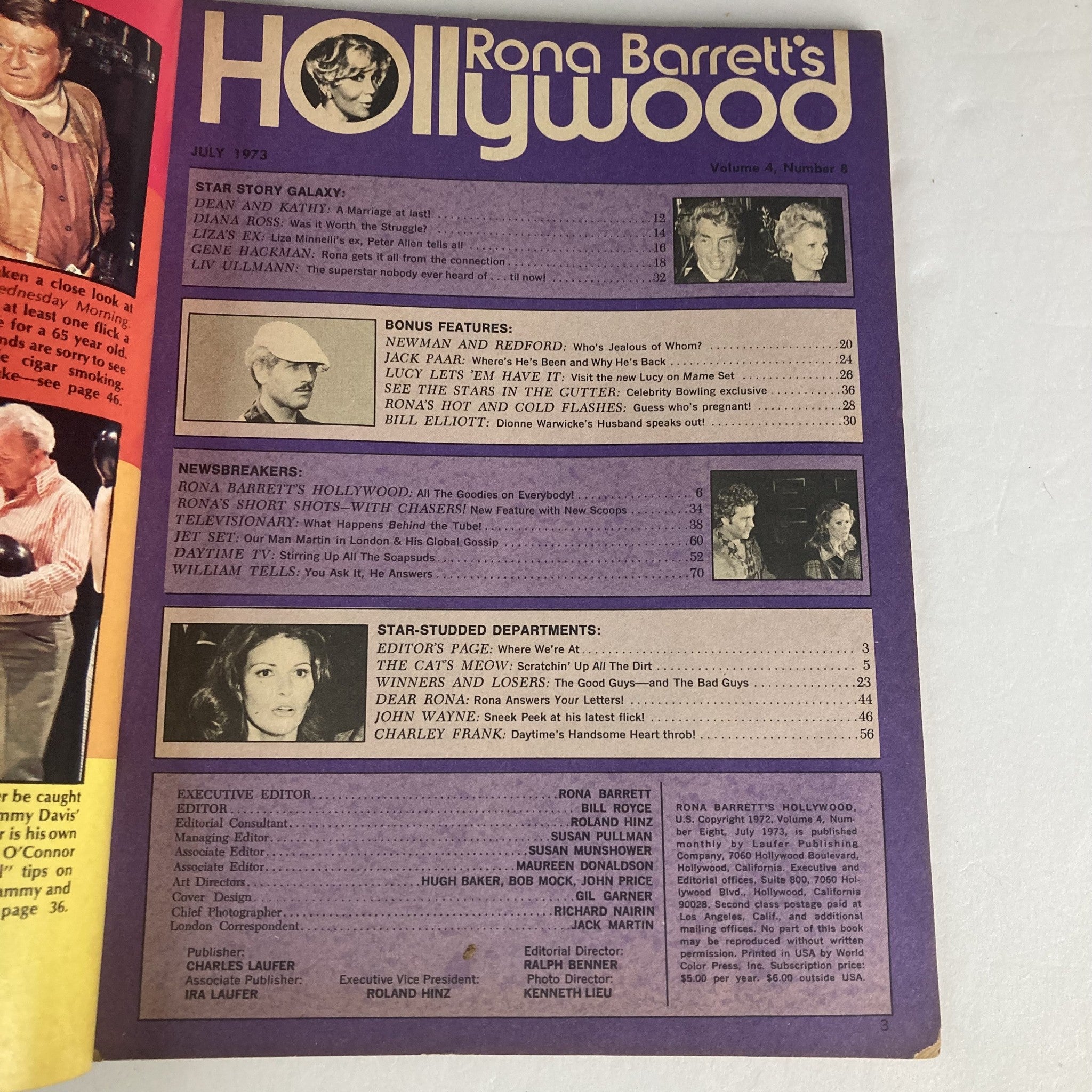 VTG Rona Barrett's Hollywood Magazine July 1973 Liv Ullmann No Label